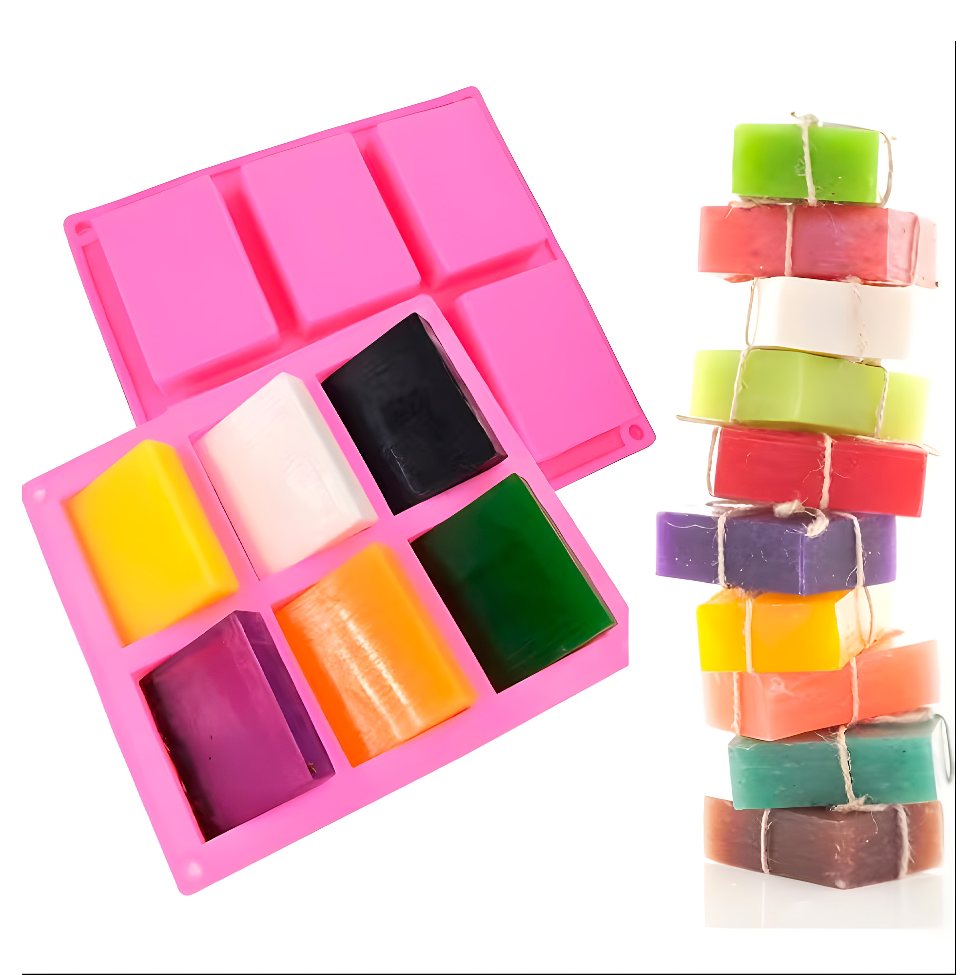 Molde Silicona Jabón Rectangulos Variadas 6 Ranuras 23.5 CM 3