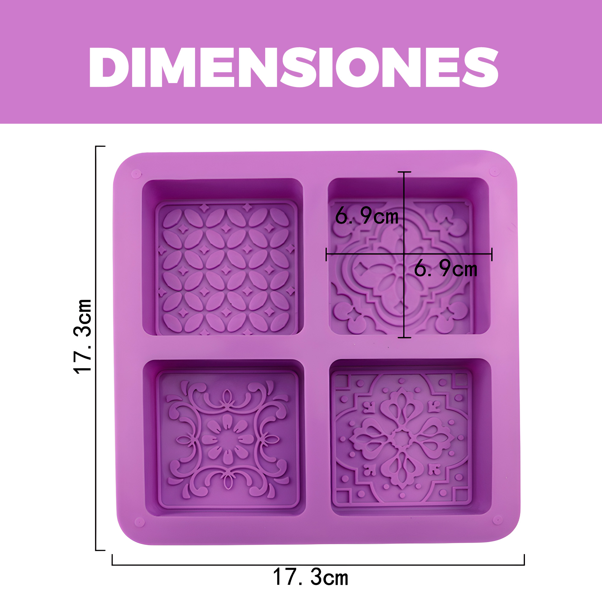 Molde Silicona Jabón Estilo Arabe Artesanal 4 Ranuras 17.3CM 2