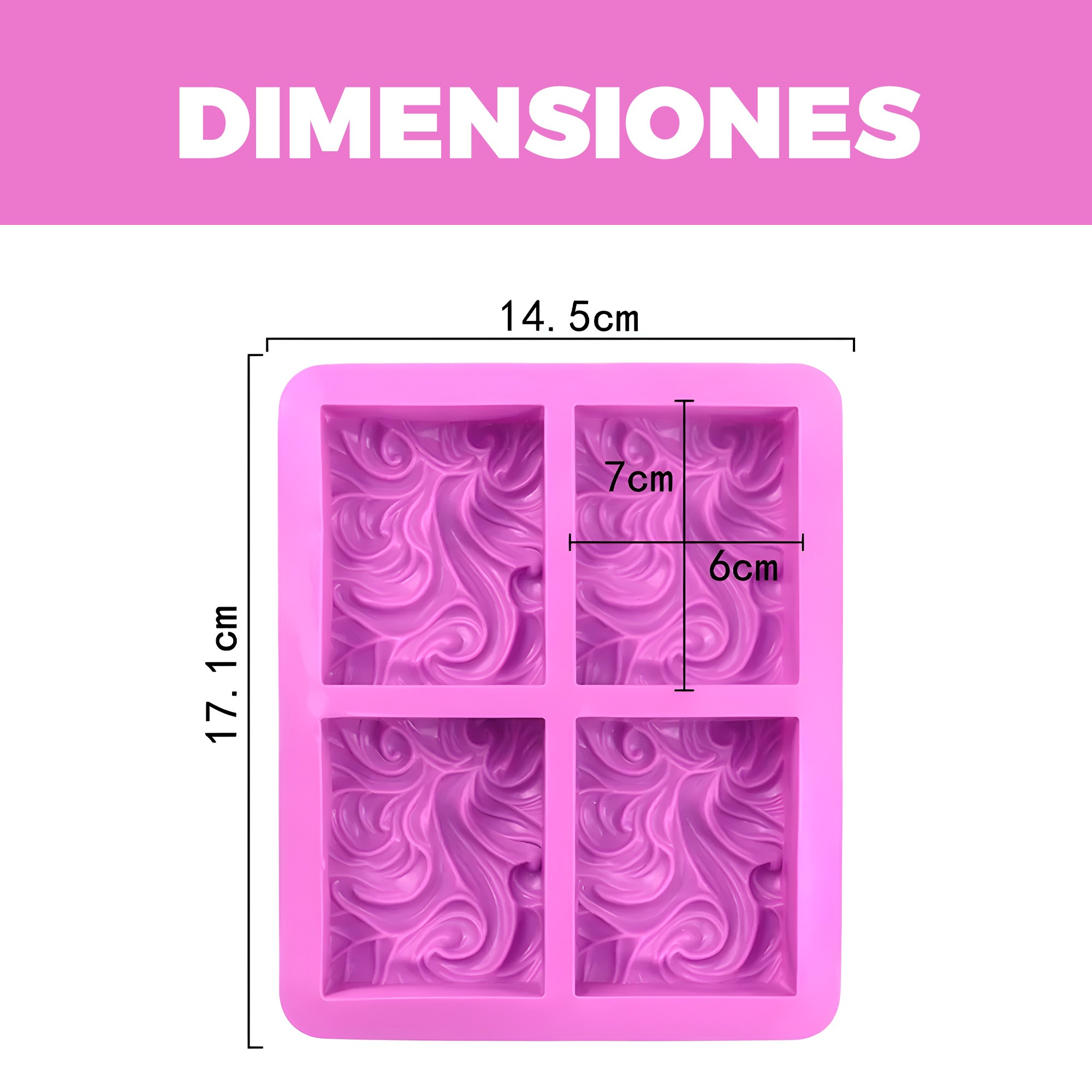 Molde Silicona Jabón Ondas Continuas 4 Ranuras 17.1 X 14.5CM 2