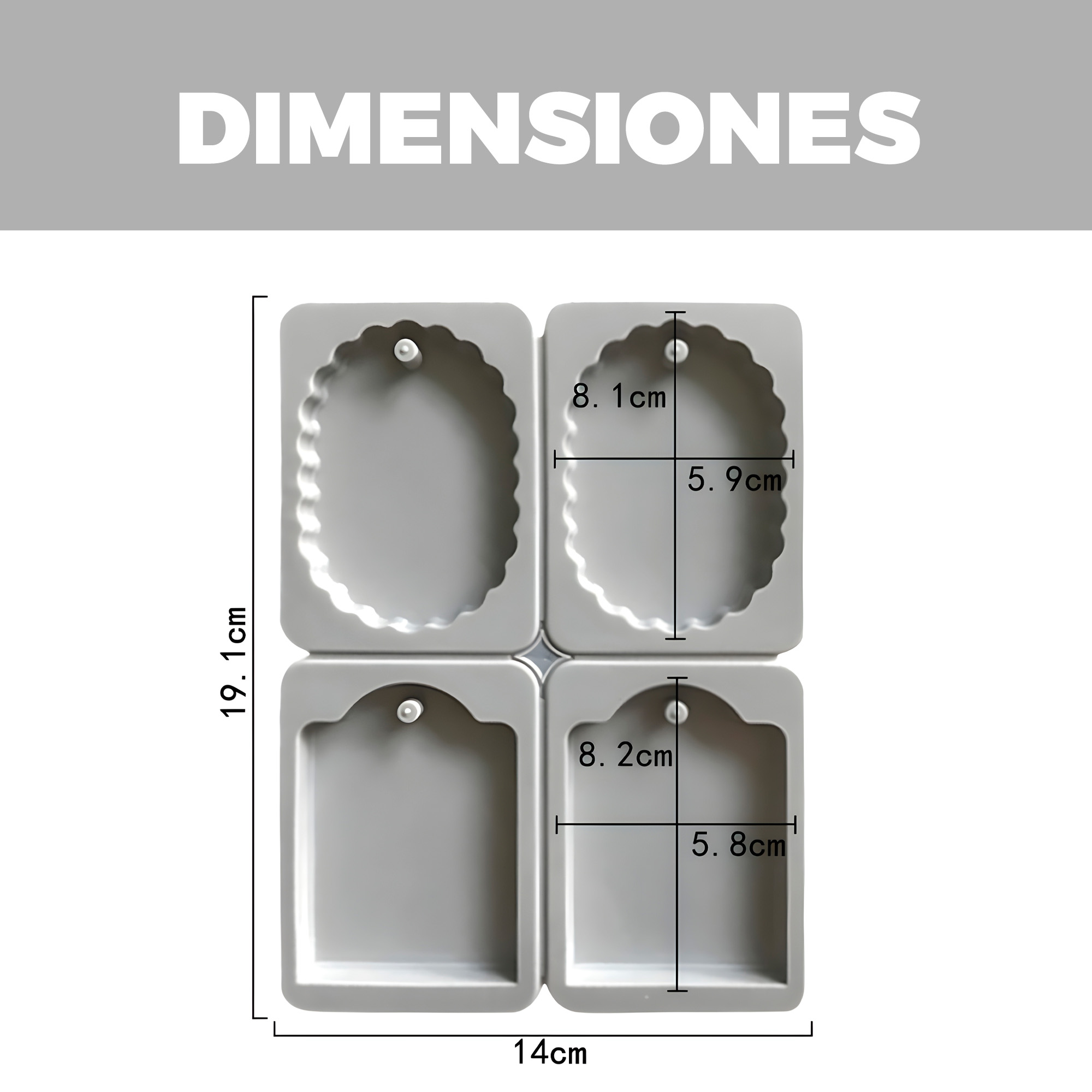 Molde Silicona Jabón Etiquetas Guindar 4 Ranuras 19.1 X 14CM 2