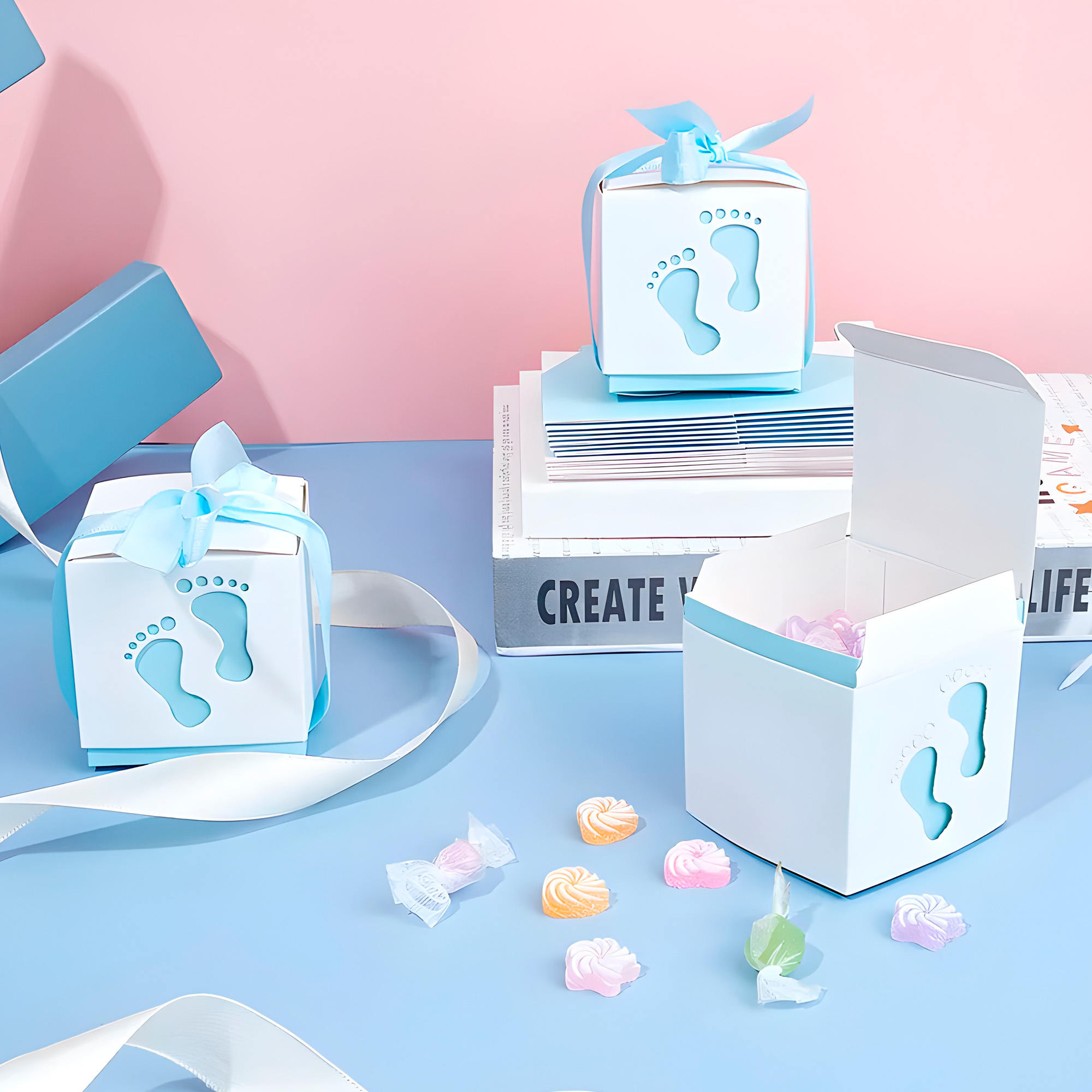 Cajas De Papel Para Regalo Y Decoración Baby Showers Niño Niña 17