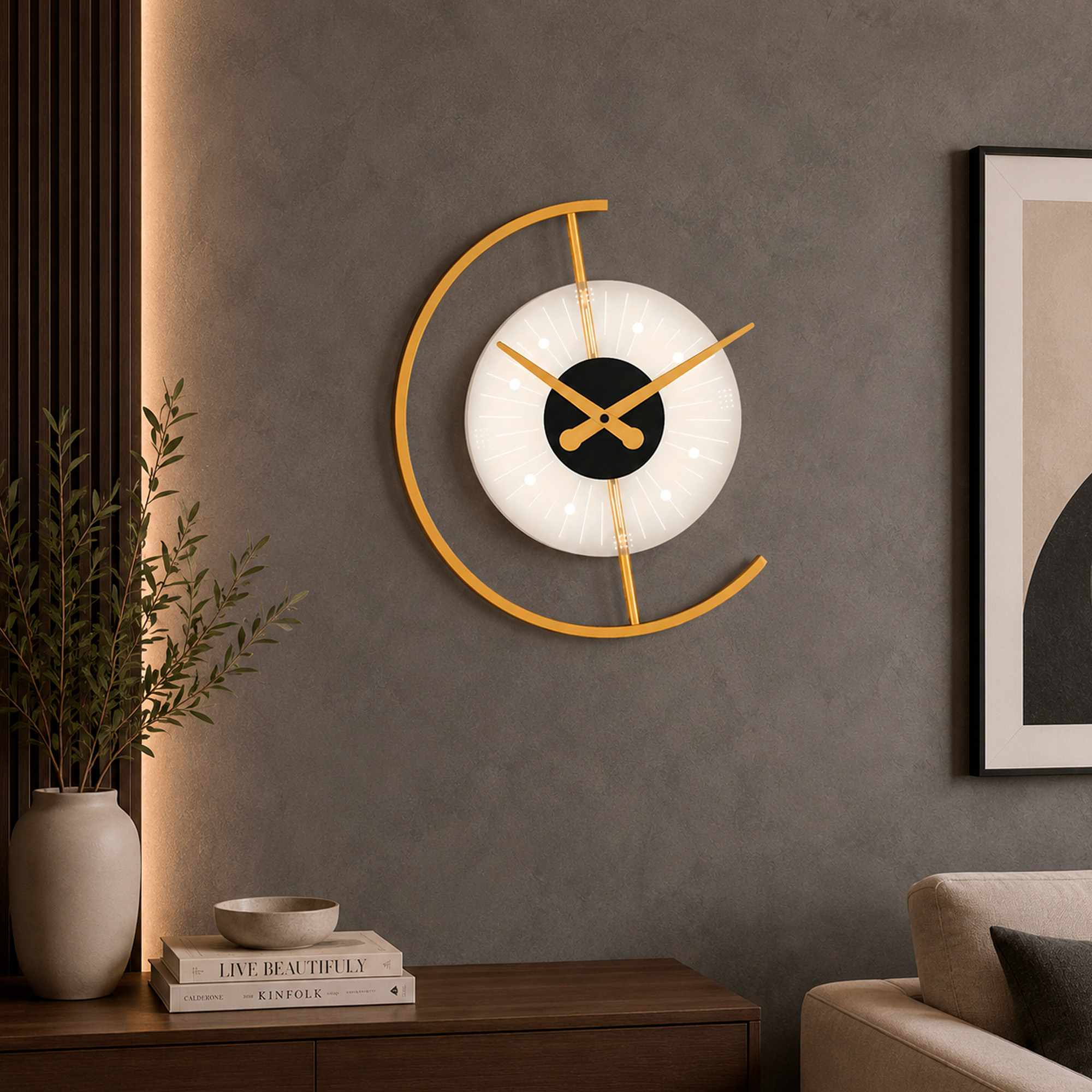 Lámpara Pared Reloj Dorado Dormitorio Sala de Estar 3 Colores 35 X 4 X 40 CM 6
