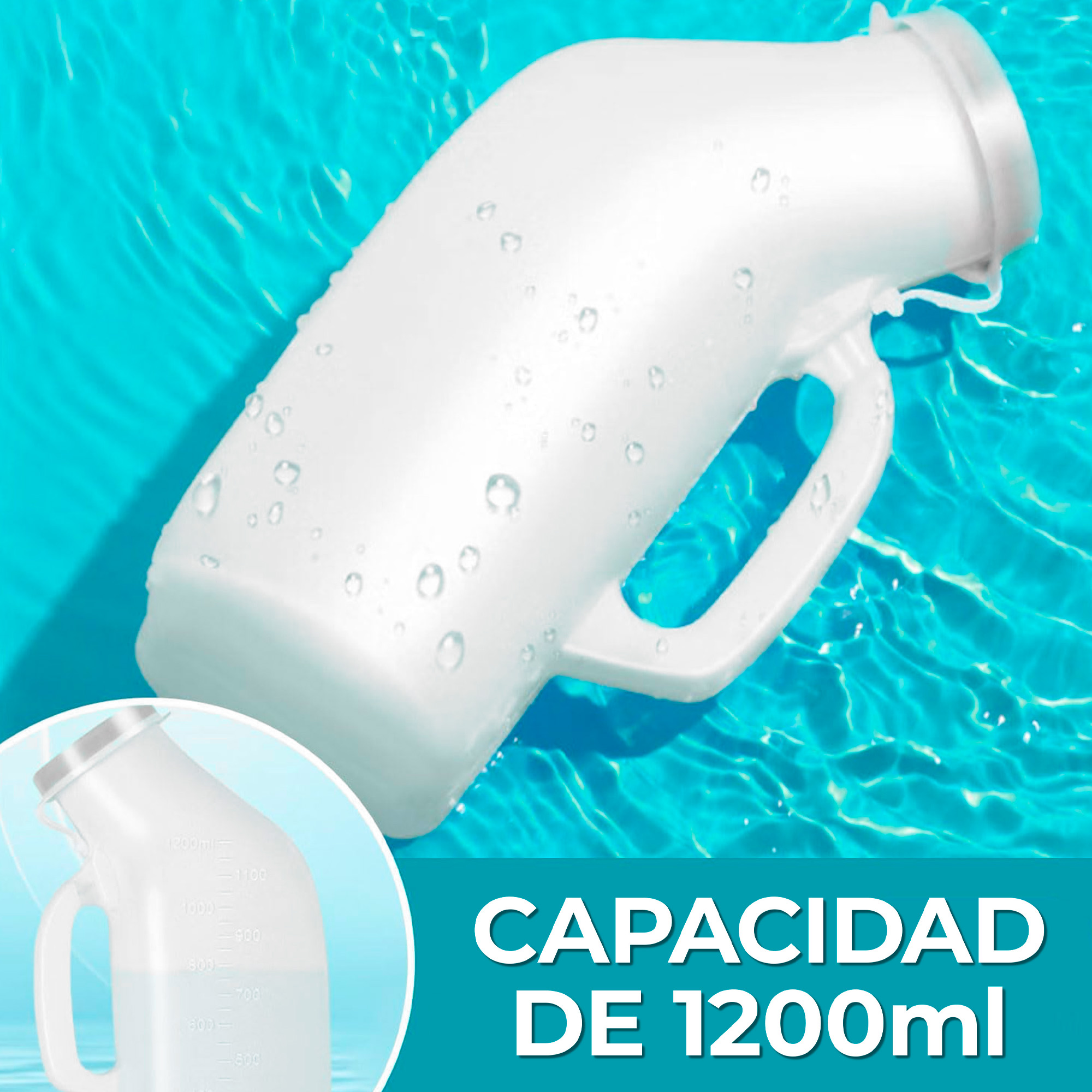 Pelela Pato Urinario Masculino Portátil Con Tapa 1200 Ml 2
