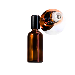 Roll On Frasco de Vidrio Contenedor Líquido Aceite Esencial Serum Tapa Negra 15 ML