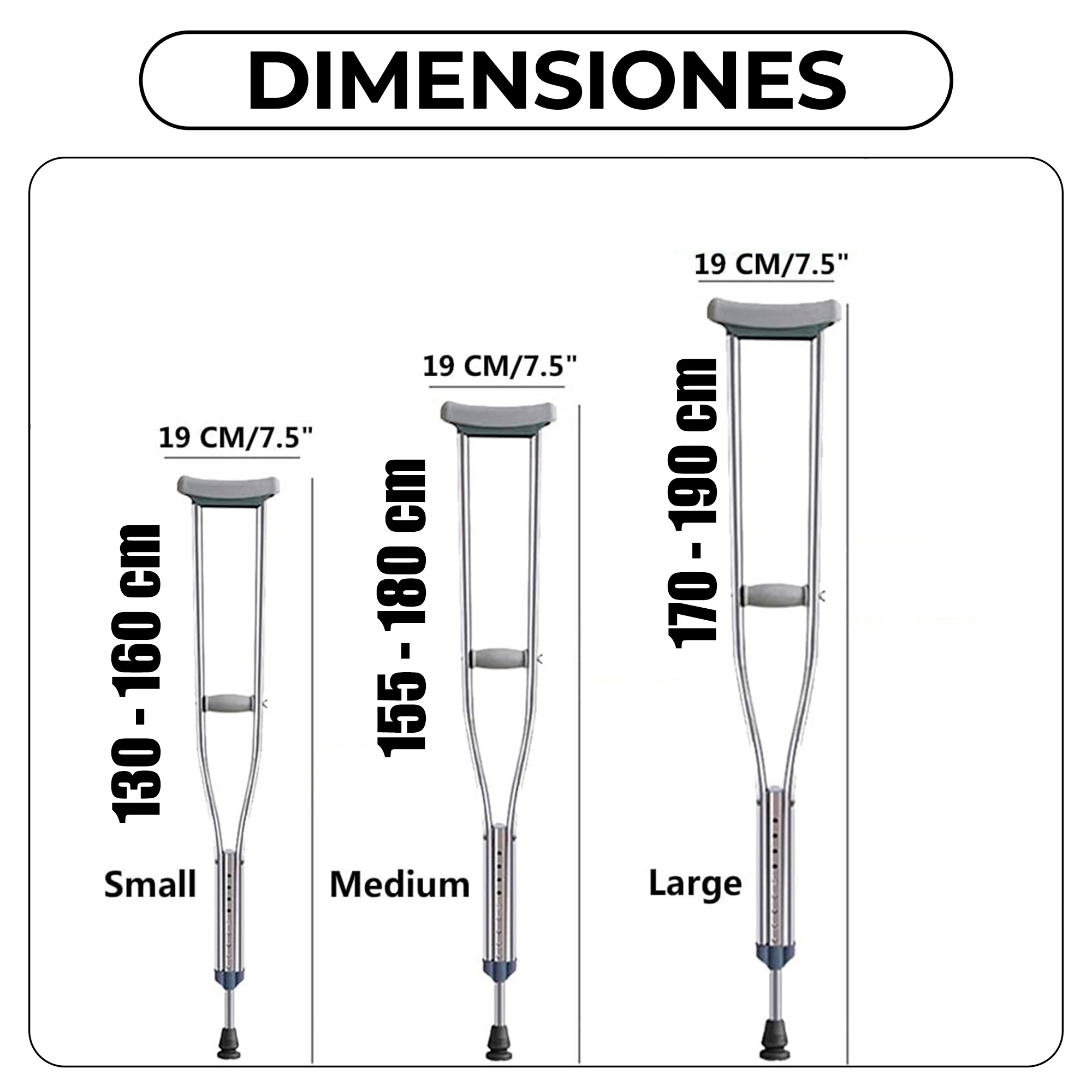 Par Muletas Axilares De Aluminio Regulables Ortopédicas 3