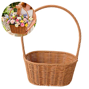 Canasto Flores Tejido Mimbre Almacenamiento 34.5 X 25 X 15.8CM