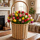 Canasto Flores Tejido Mimbre Almacenamiento Decoración 31 X 15cm - Miniatura 6