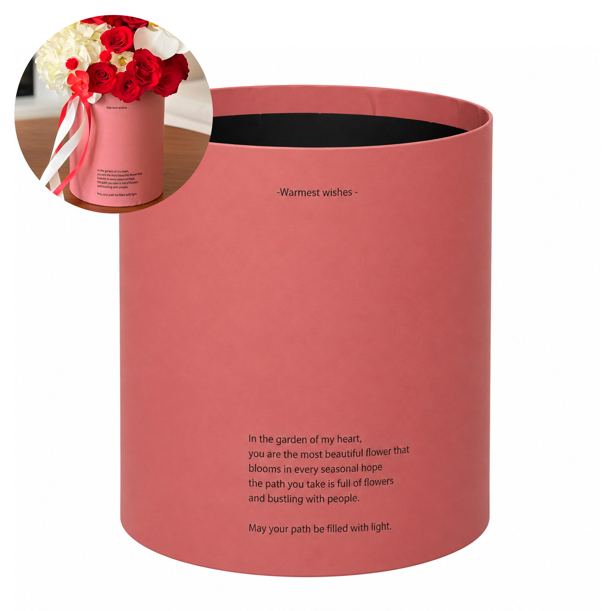 Set 2 Cajas Redondas Flores Regalo Arreglos Cartón Colores 8