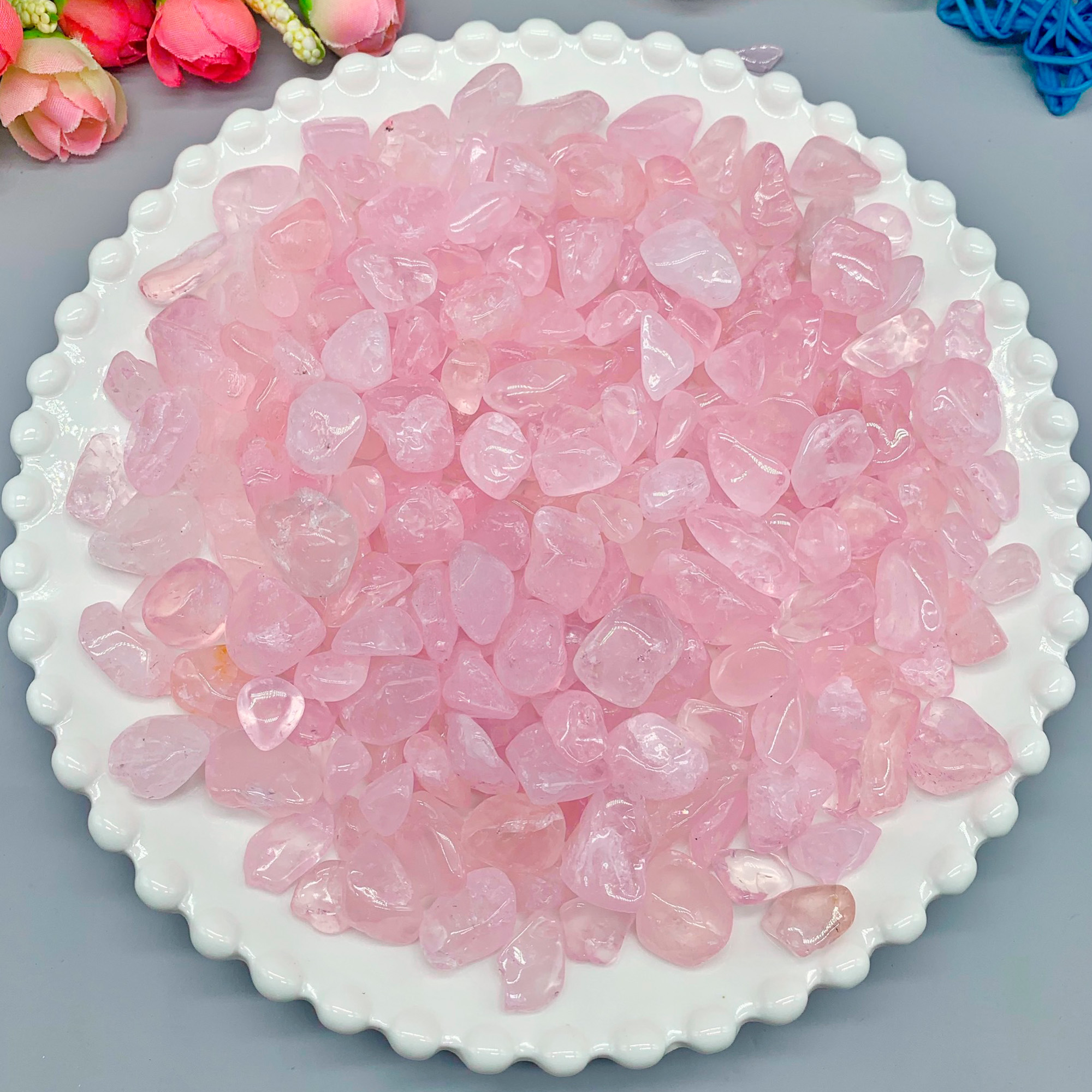 Piedra Semi Preciosa 7 a 9 ml Decoración 100grs Cuarzo Rosa 6