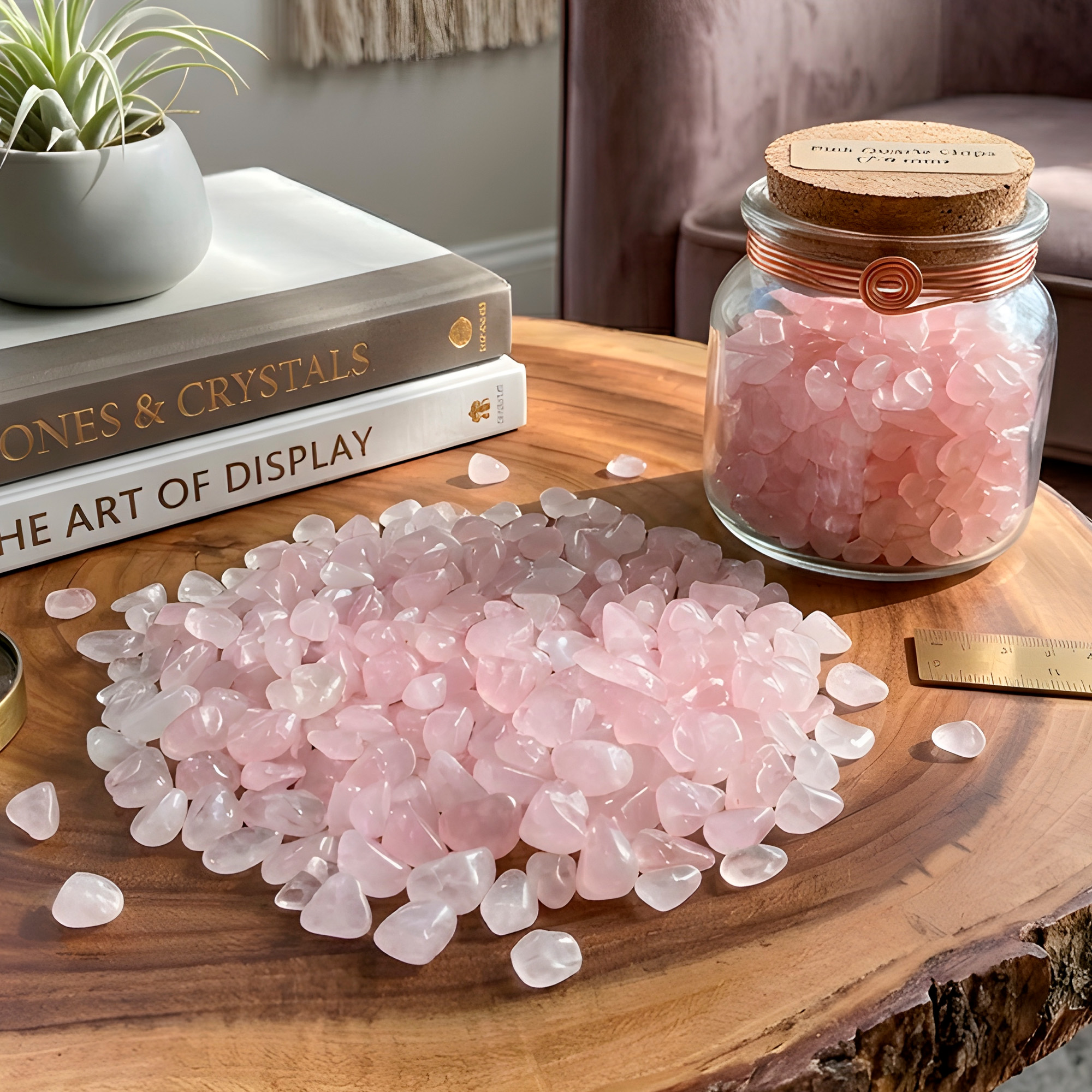 Piedra Semi Preciosa 7 a 9 ml Decoración 100grs Cuarzo Rosa 2