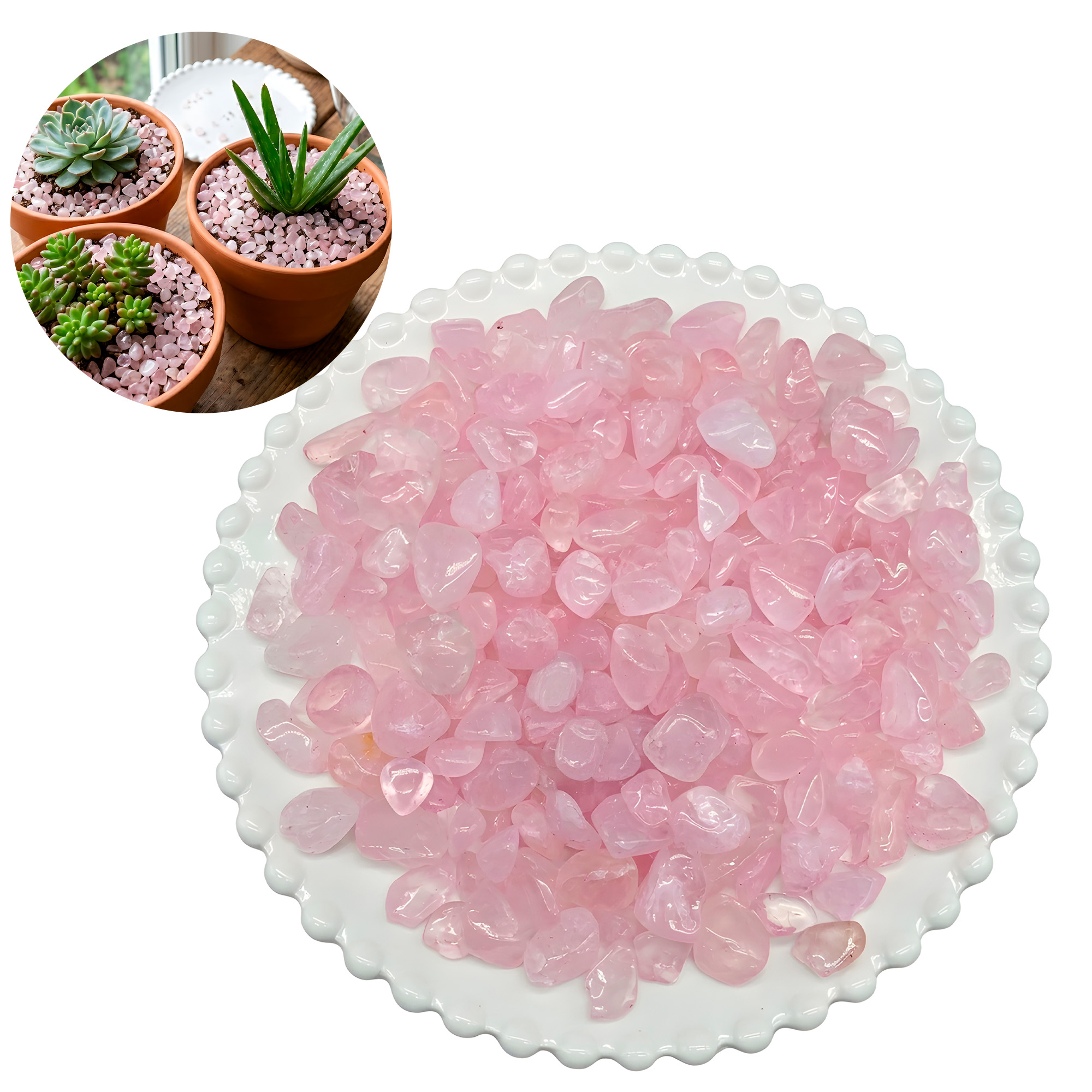 Piedra Semi Preciosa 7 a 9 ml Decoración 100grs Cuarzo Rosa 1