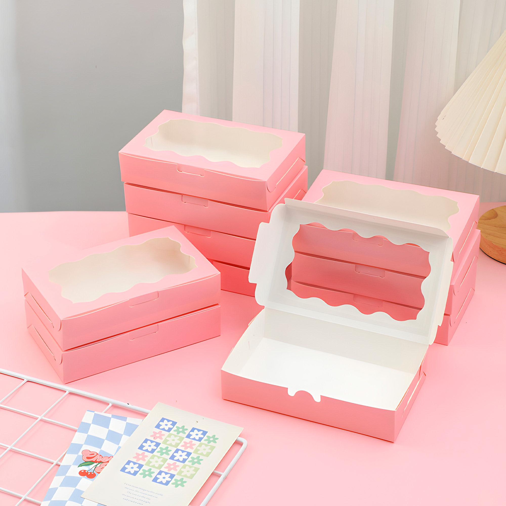 Caja Panaderia Regalo Adornos Ventana Transparente Colores 17.7 X 11 X 3.8CM 3