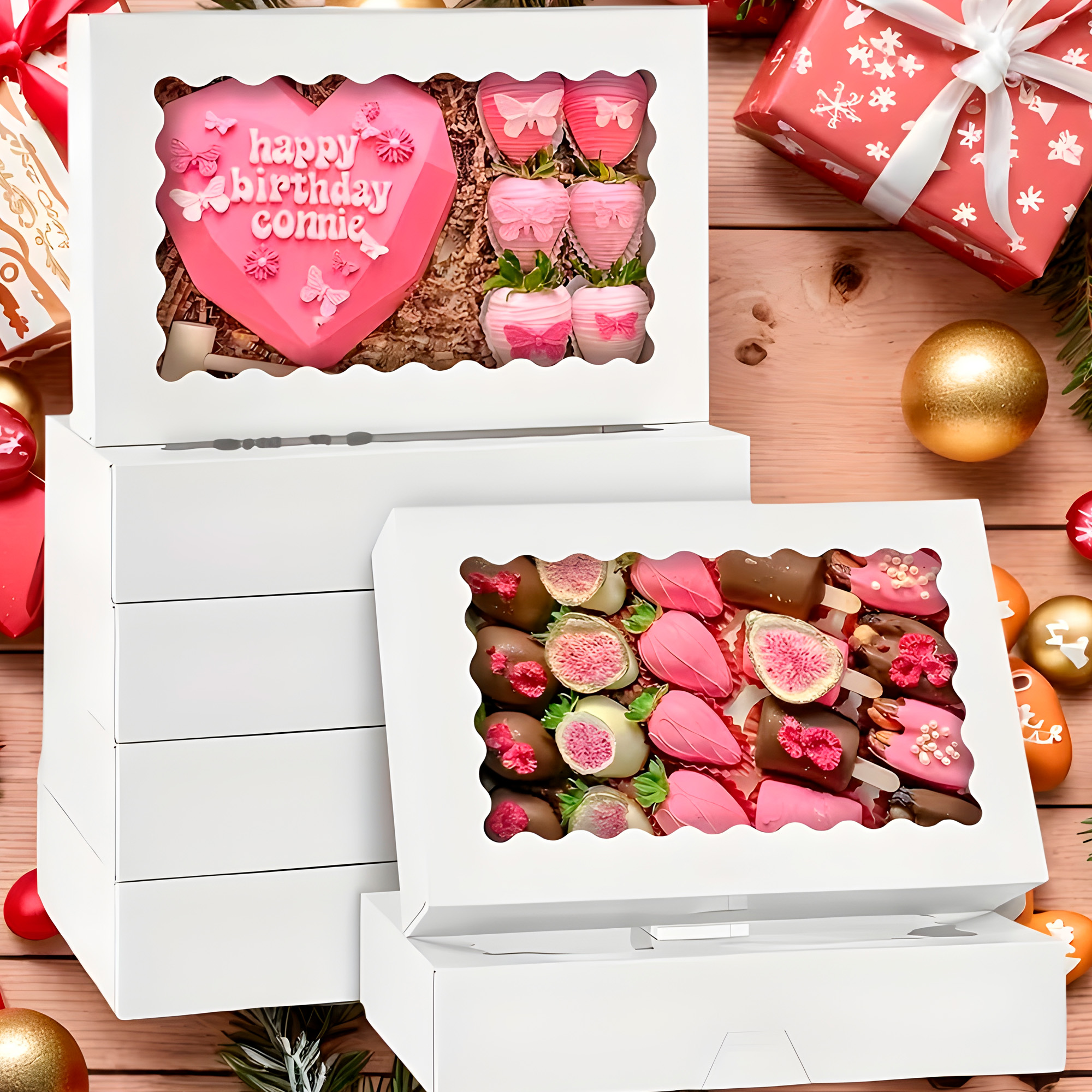 Caja Panaderia Regalo Adornos Ventana Transparente Colores 17.7 X 11 X 3.8CM 4