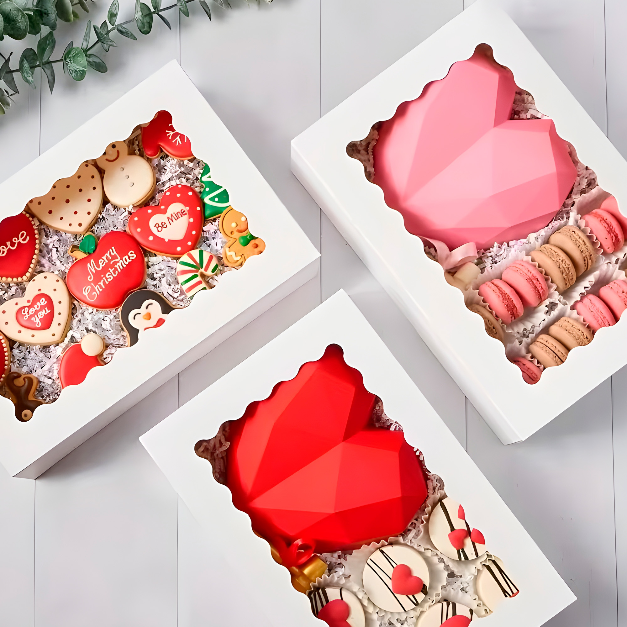 Caja Panaderia Regalo Adornos Ventana Transparente Colores 17.7 X 11 X 3.8CM 6