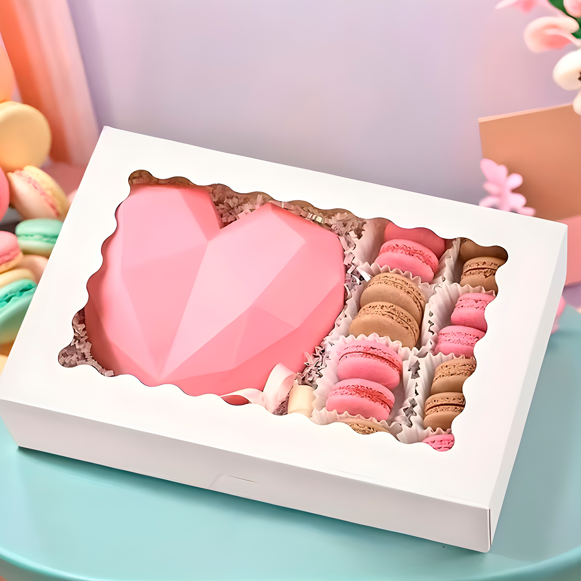 Caja Panaderia Regalo Adornos Ventana Transparente Colores 17.7 X 11 X 3.8CM 9