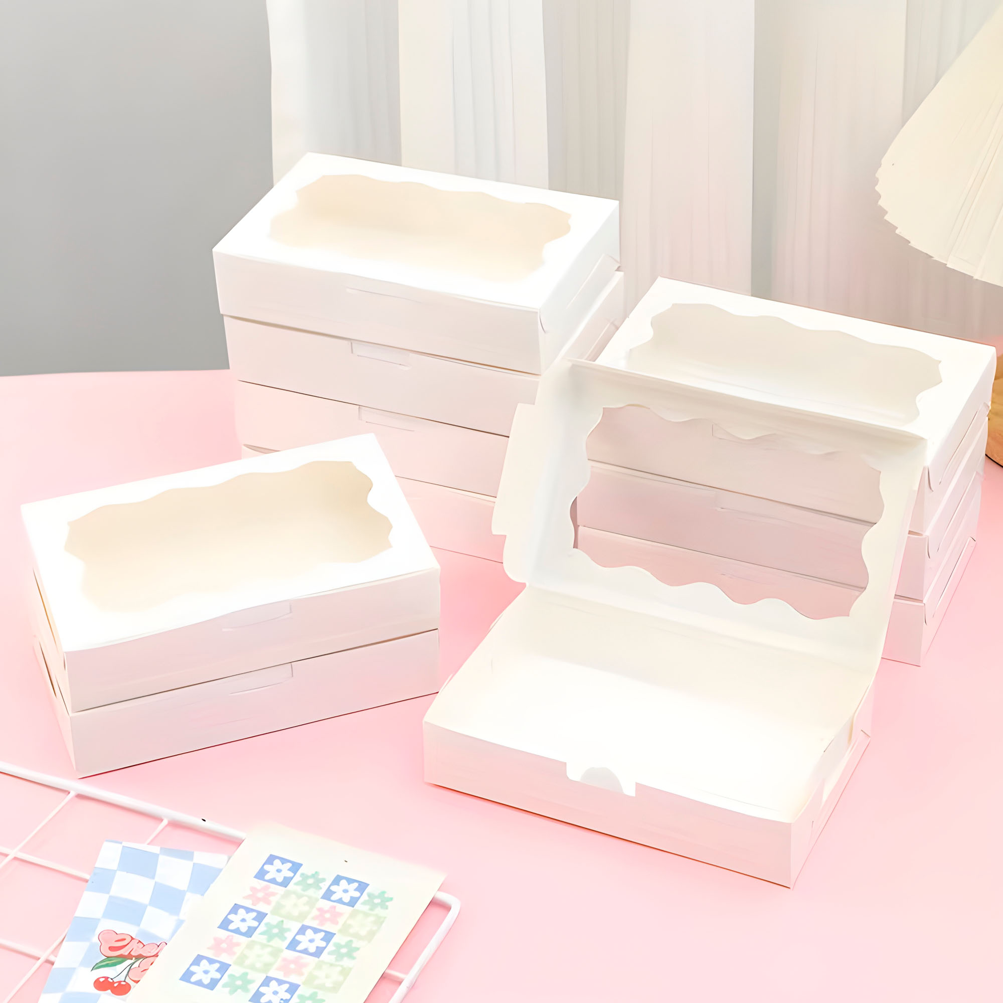 Caja Panaderia Regalo Adornos Ventana Transparente Colores 17.7 X 11 X 3.8CM 18
