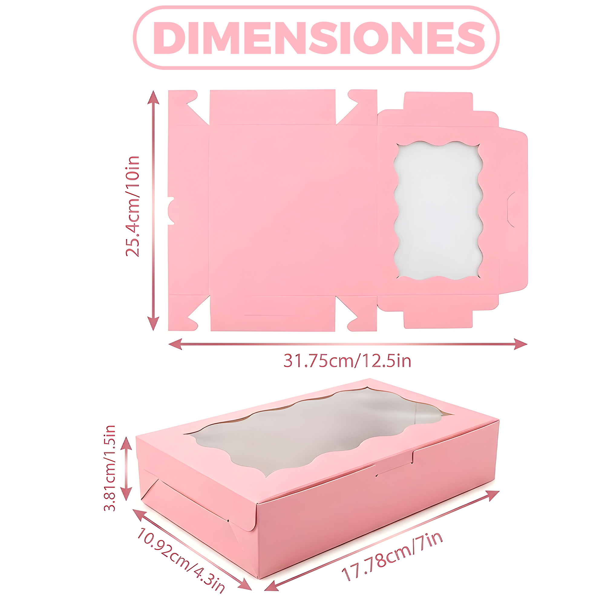 Caja Panaderia Regalo Adornos Ventana Transparente Colores 17.7 X 11 X 3.8CM 8