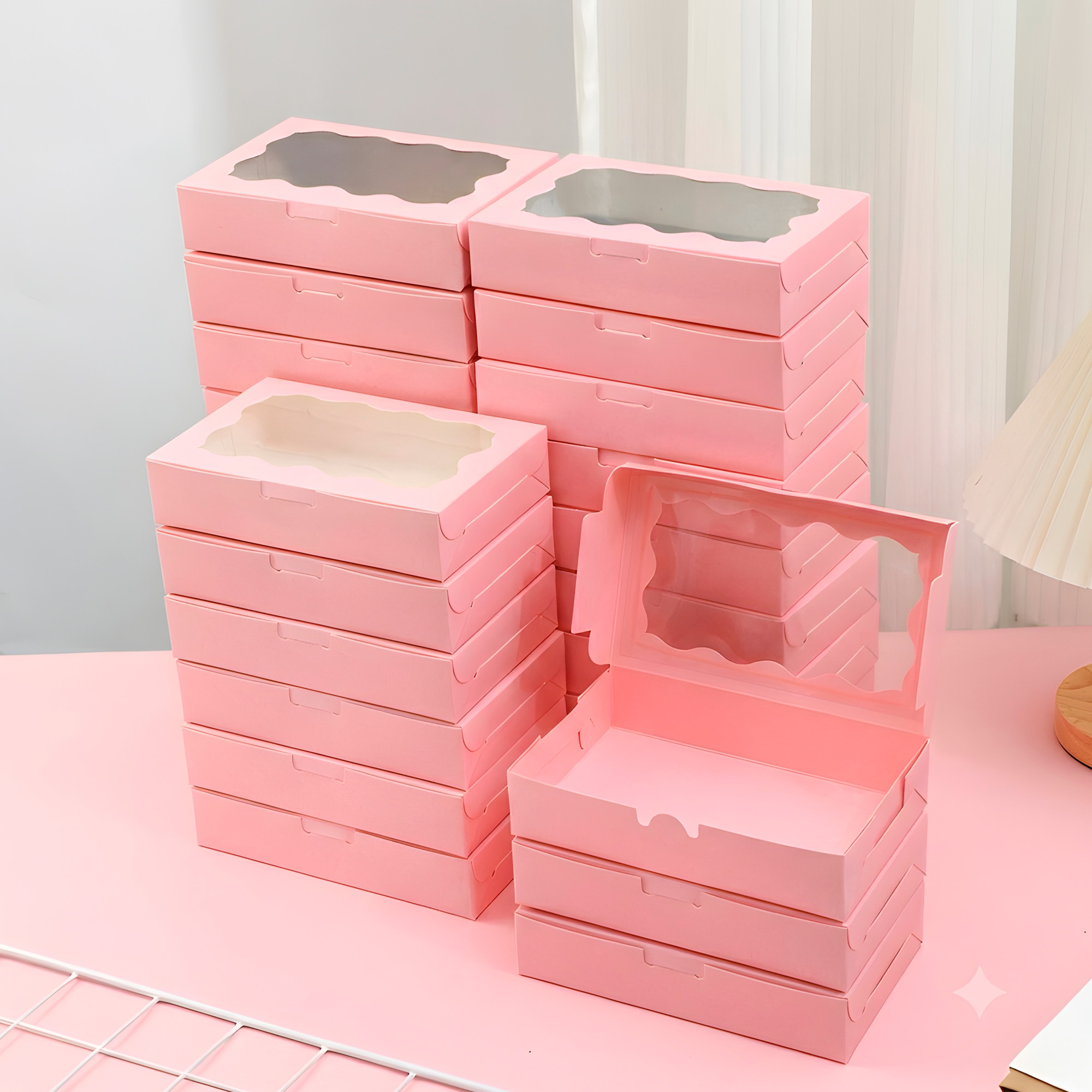 Caja Panaderia Regalo Adornos Ventana Transparente Colores 17.7 X 11 X 3.8CM 12