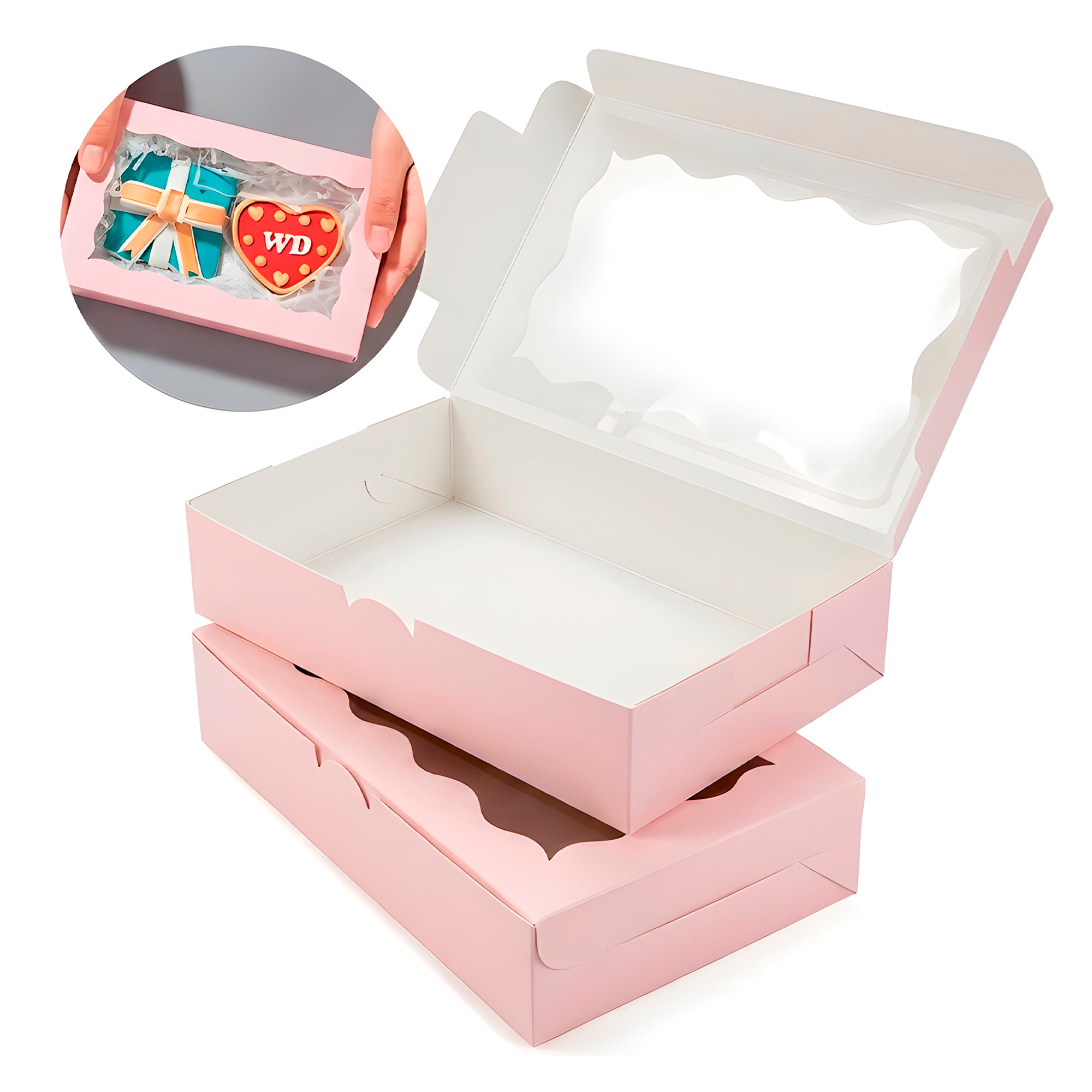 Caja Panaderia Regalo Adornos Ventana Transparente Colores 17.7 X 11 X 3.8CM 17
