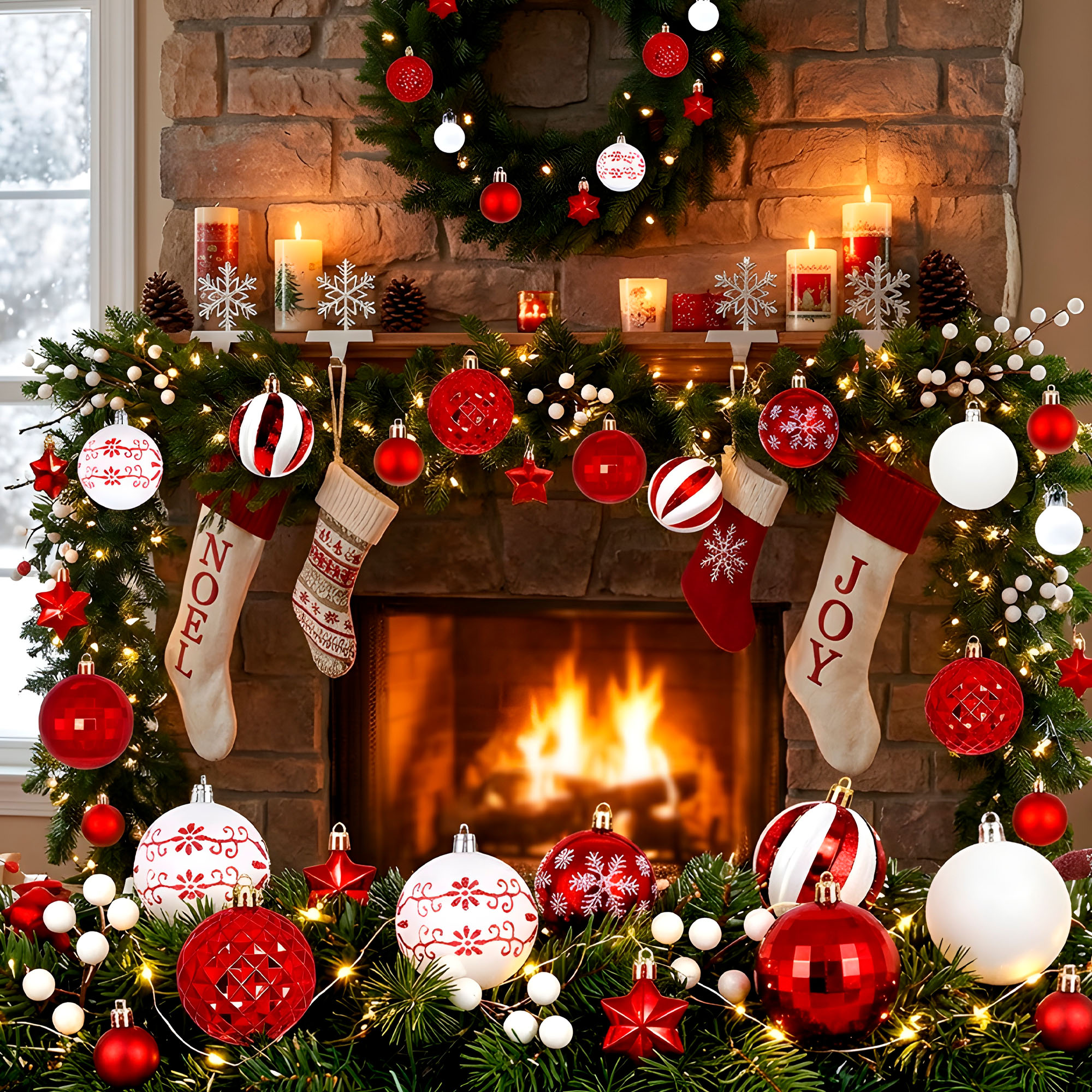 Juego Bolas Esferas Adornos Colgantes Árbol Navidad Diseños Colores 7
