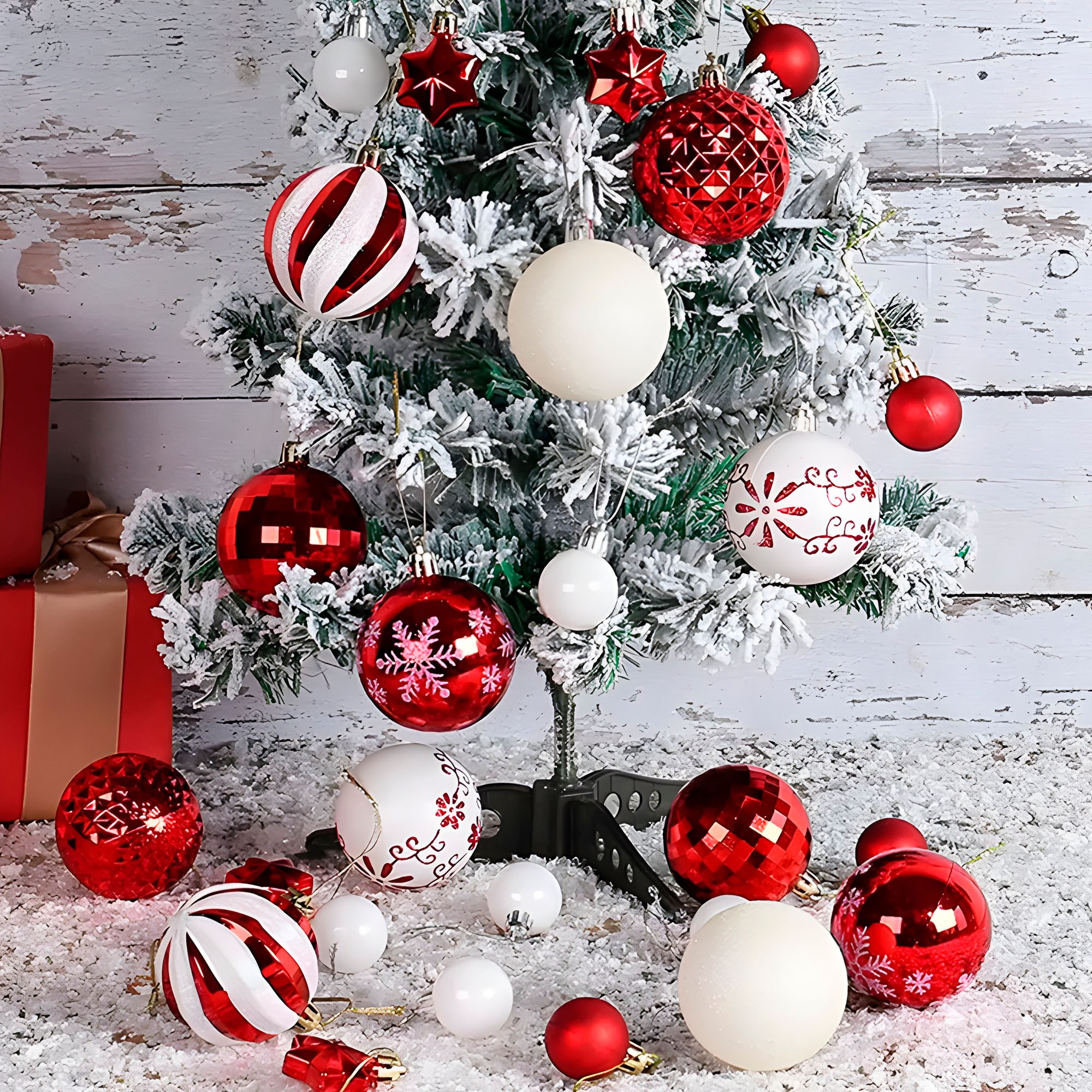 Juego Bolas Esferas Adornos Colgantes Árbol Navidad Diseños Colores 9