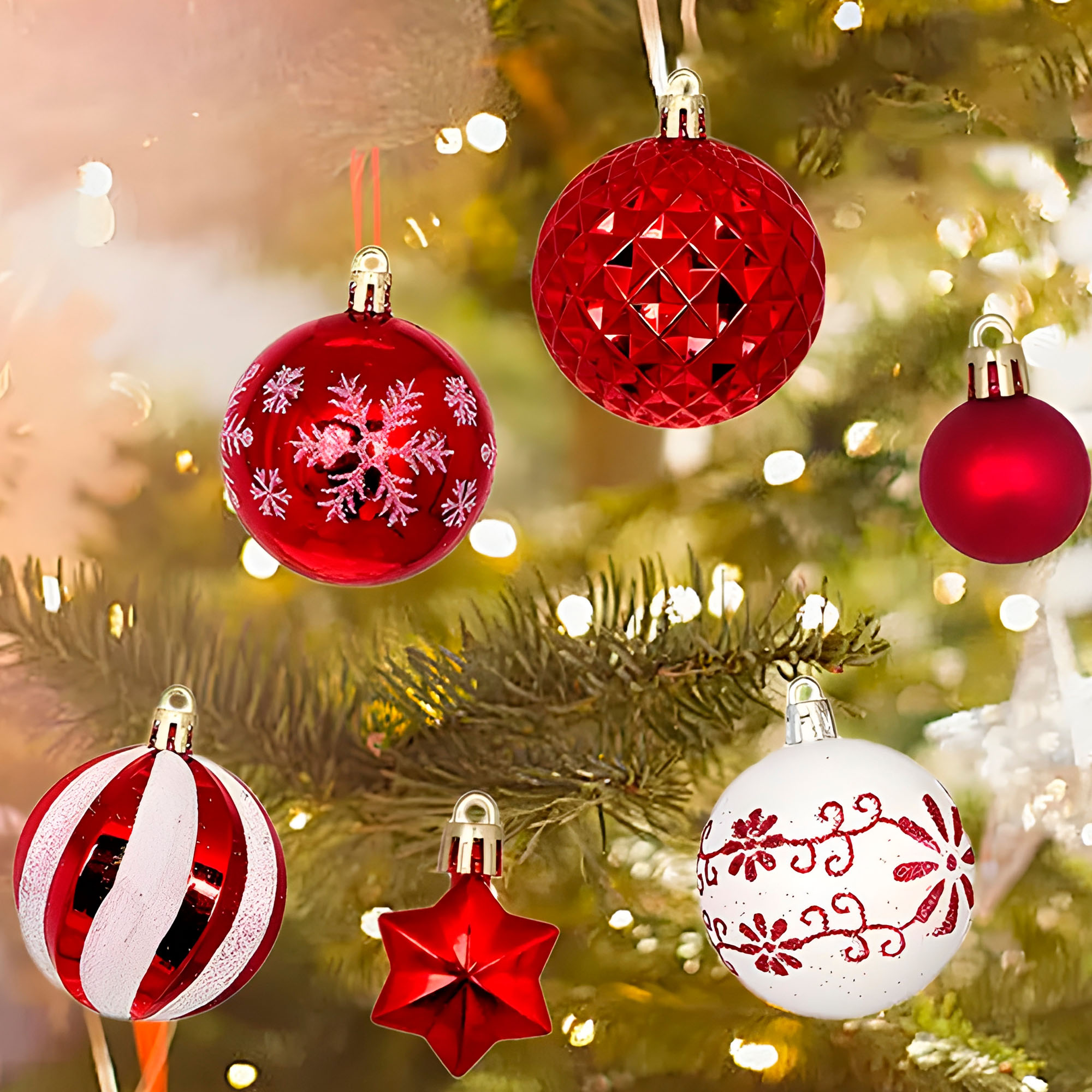 Juego Bolas Esferas Adornos Colgantes Árbol Navidad Diseños Colores 13
