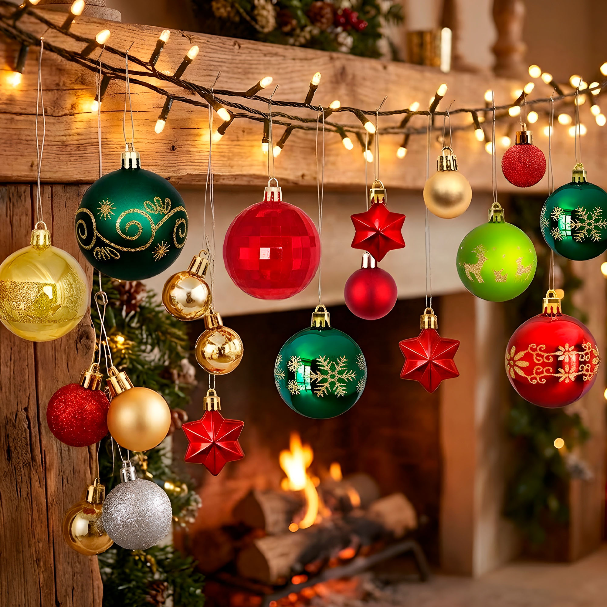 Juego Bolas Esferas Adornos Colgantes Árbol Navidad Diseños Colores 2