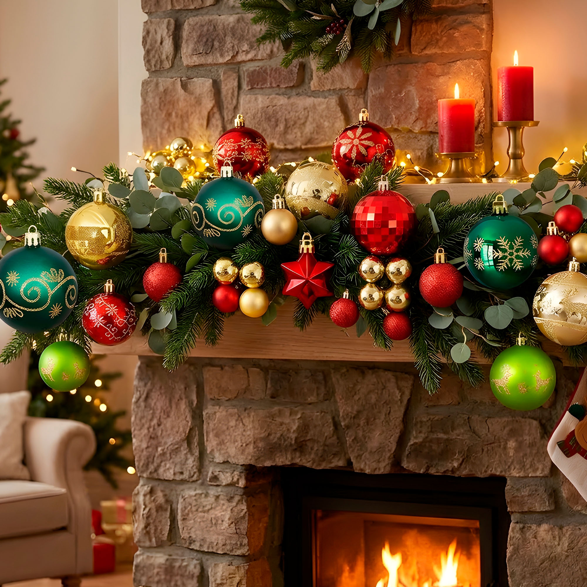 Juego Bolas Esferas Adornos Colgantes Árbol Navidad Diseños Colores 12