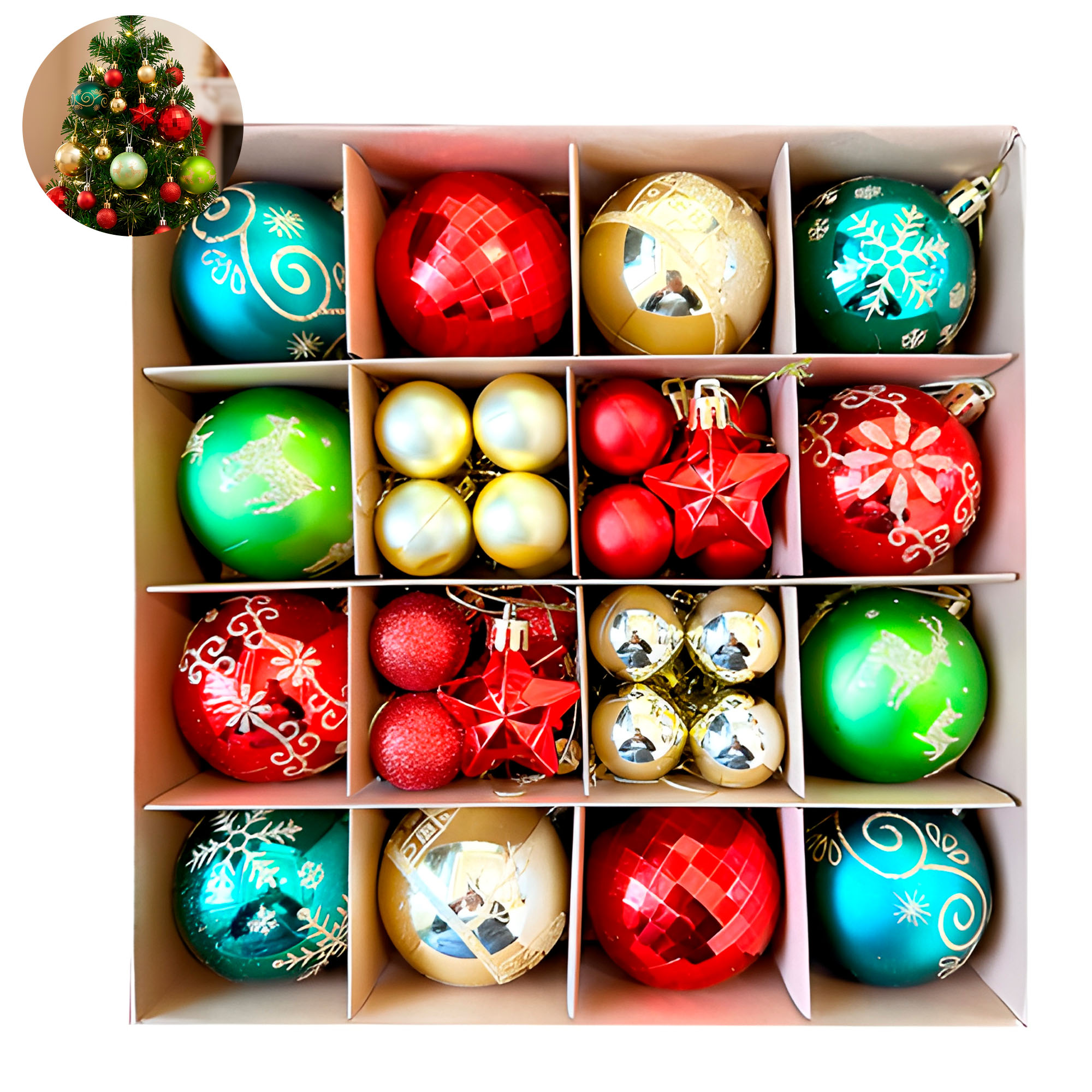 Juego Bolas Esferas Adornos Colgantes Árbol Navidad Diseños Colores 4