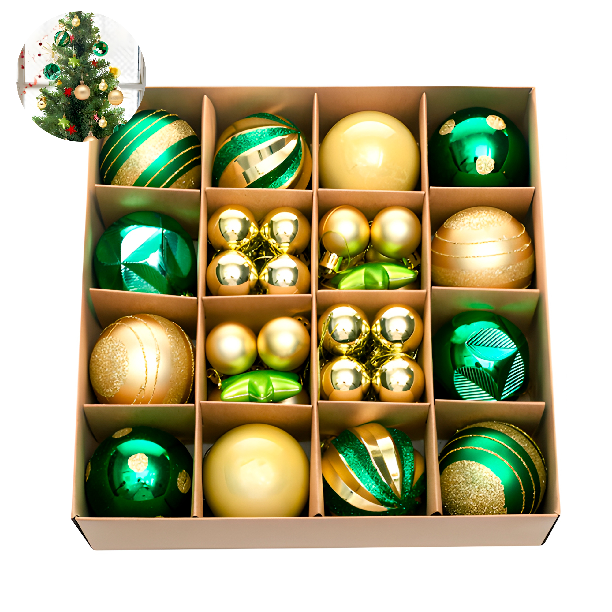 Juego Bolas Esferas Adornos Colgantes Árbol Navidad Diseños Colores 16