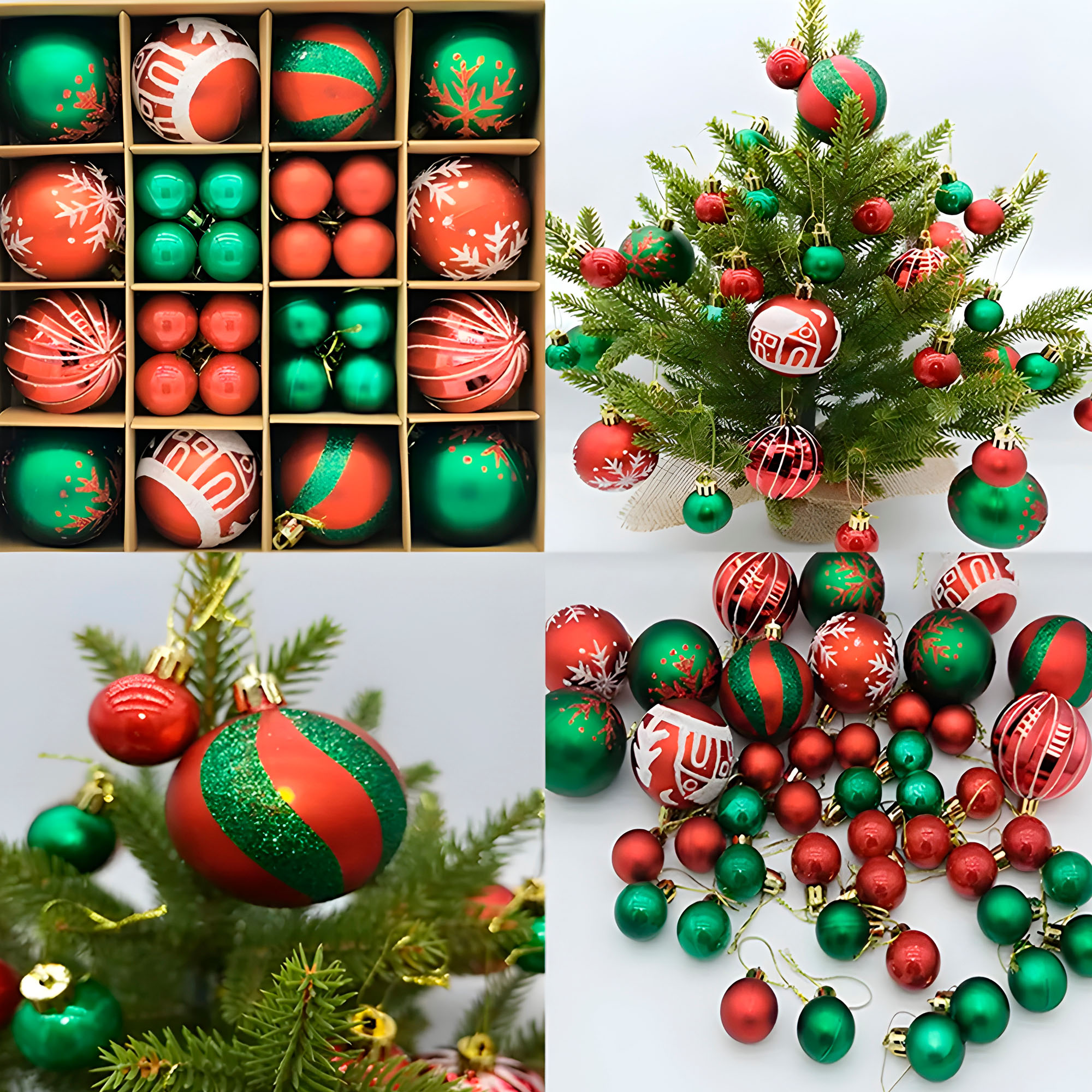 Juego Bolas Esferas Adornos Colgantes Árbol Navidad Diseños Colores 23