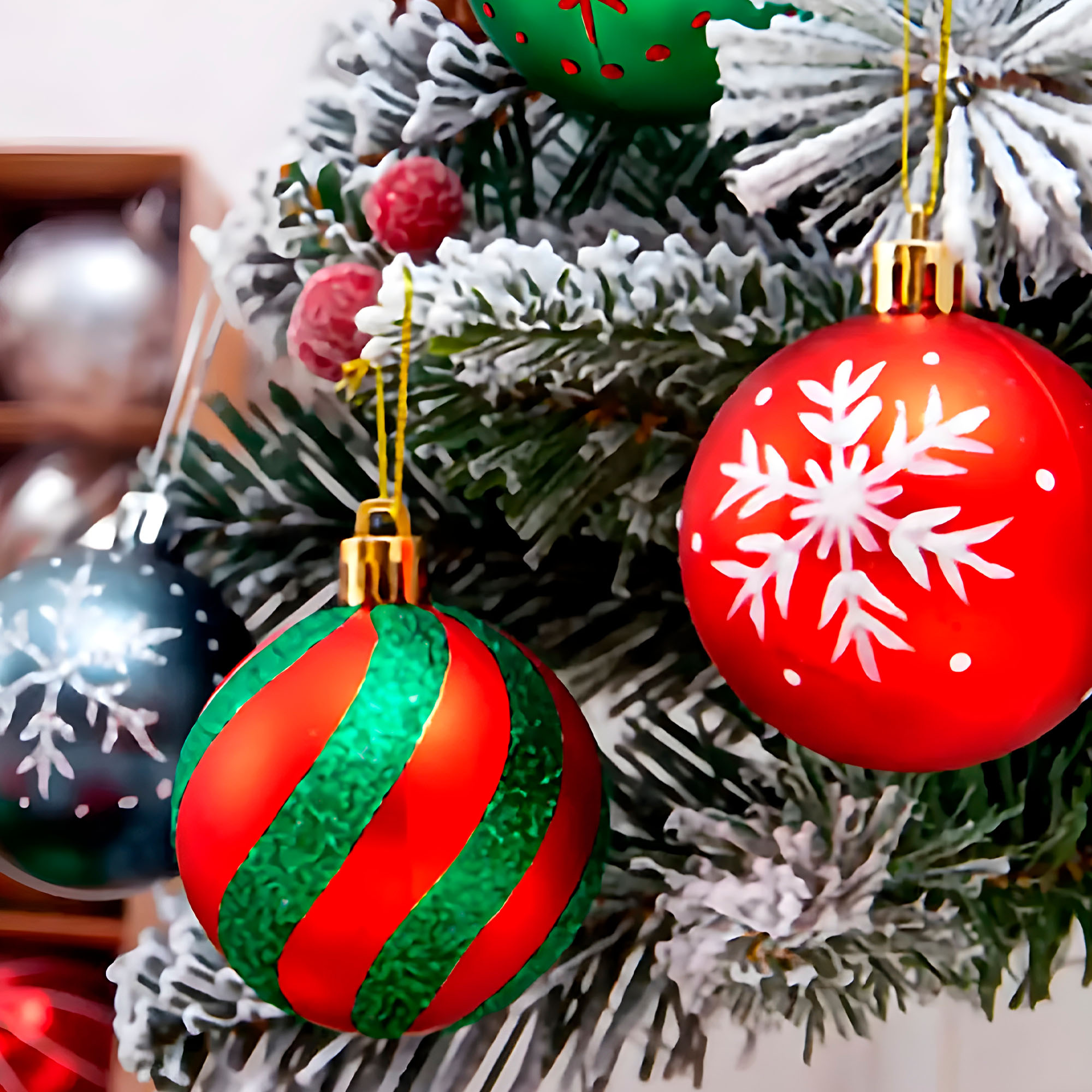 Juego Bolas Esferas Adornos Colgantes Árbol Navidad Diseños Colores 24