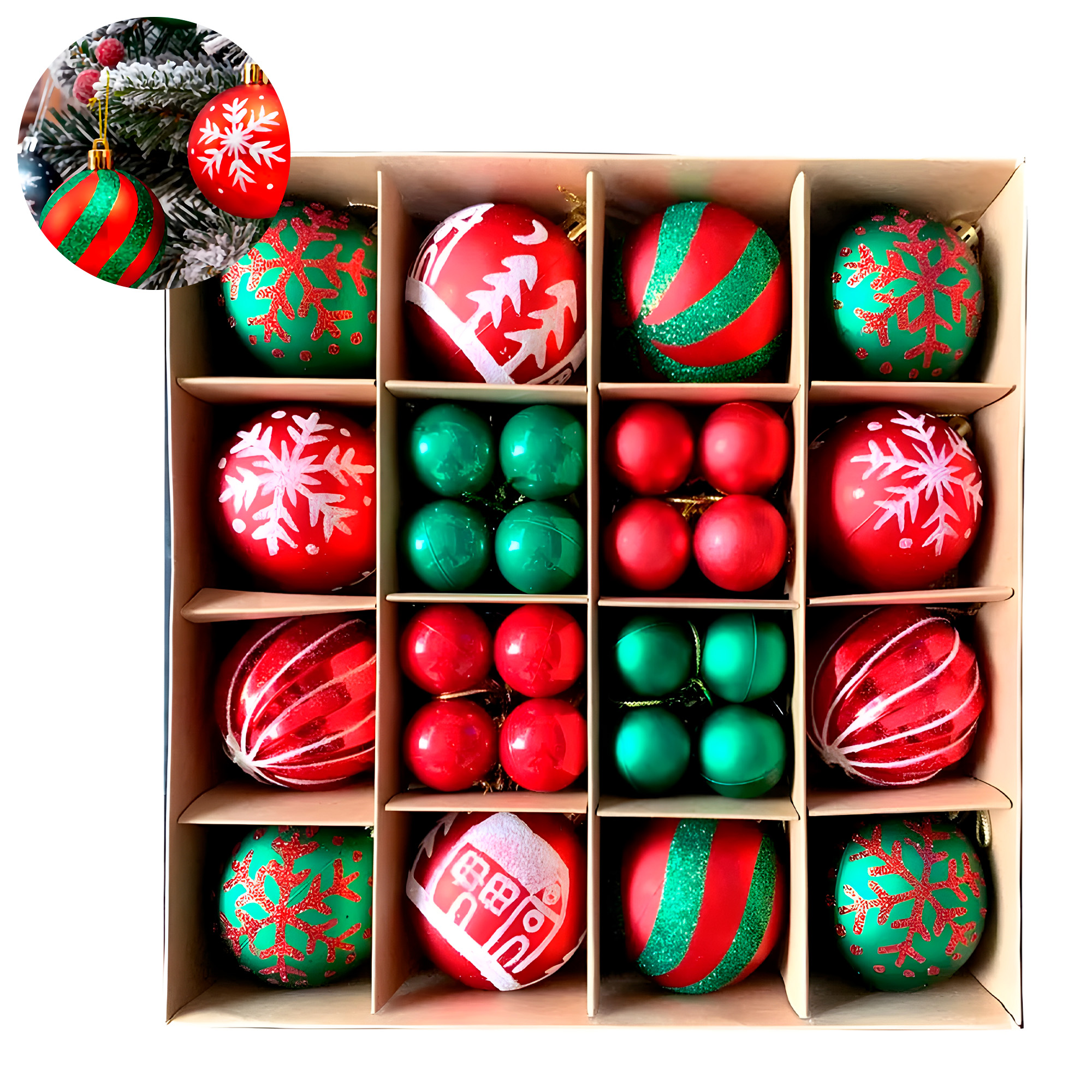 Juego Bolas Esferas Adornos Colgantes Árbol Navidad Diseños Colores 25