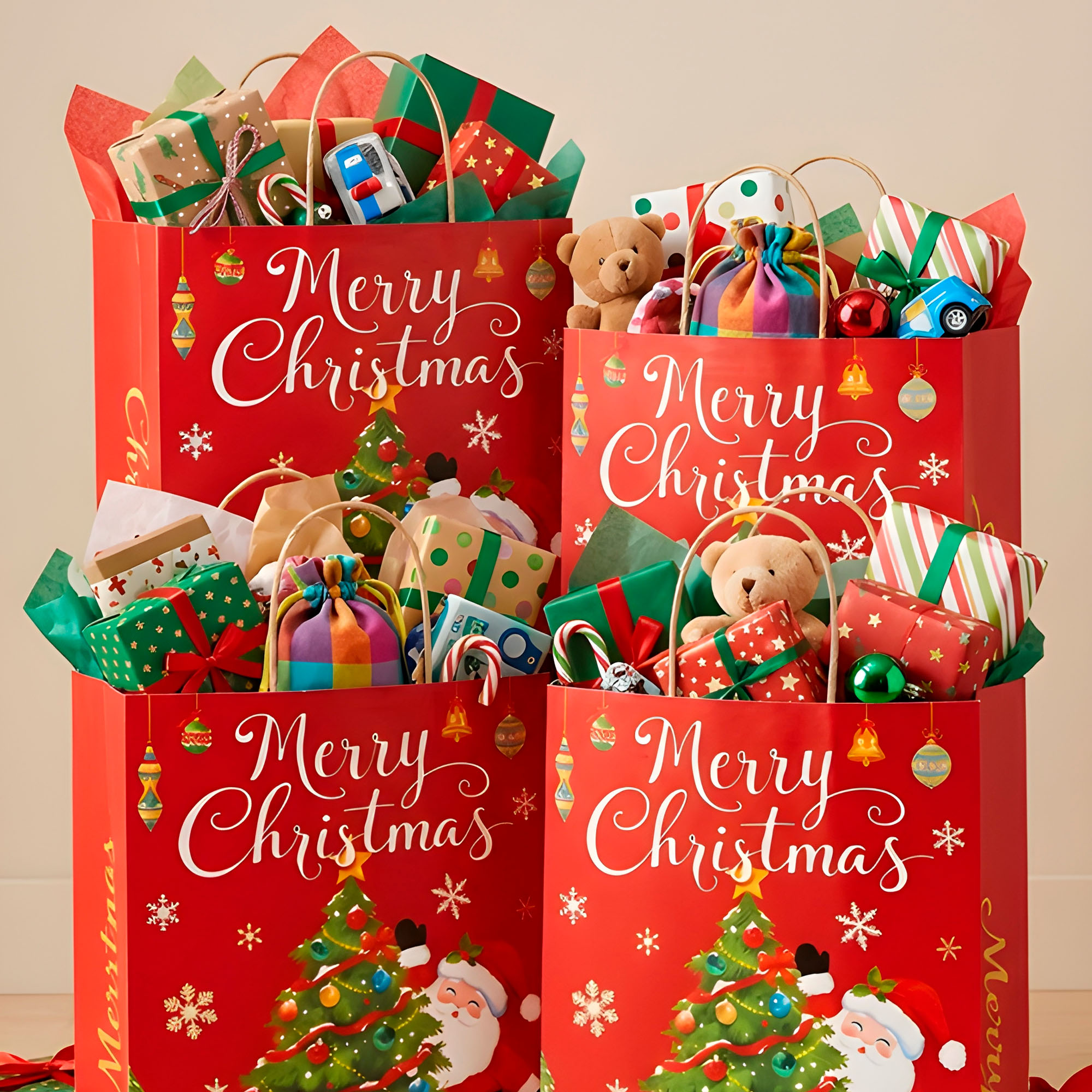 Bolsas De Regalo Navidad Viejito Pascuero 14.5 X 13 X 7cm 9