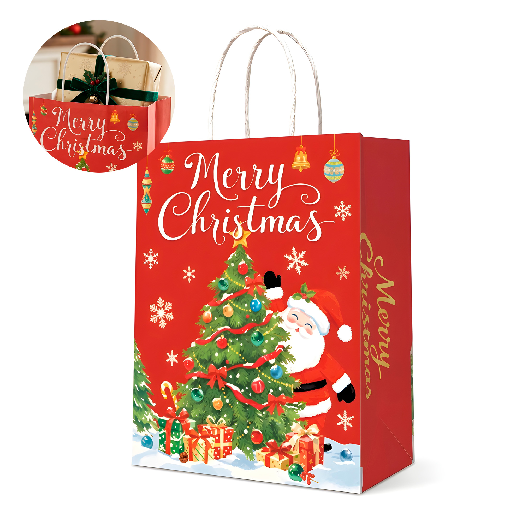 Bolsas De Regalo Navidad Viejito Pascuero 14.5 X 13 X 7cm 1
