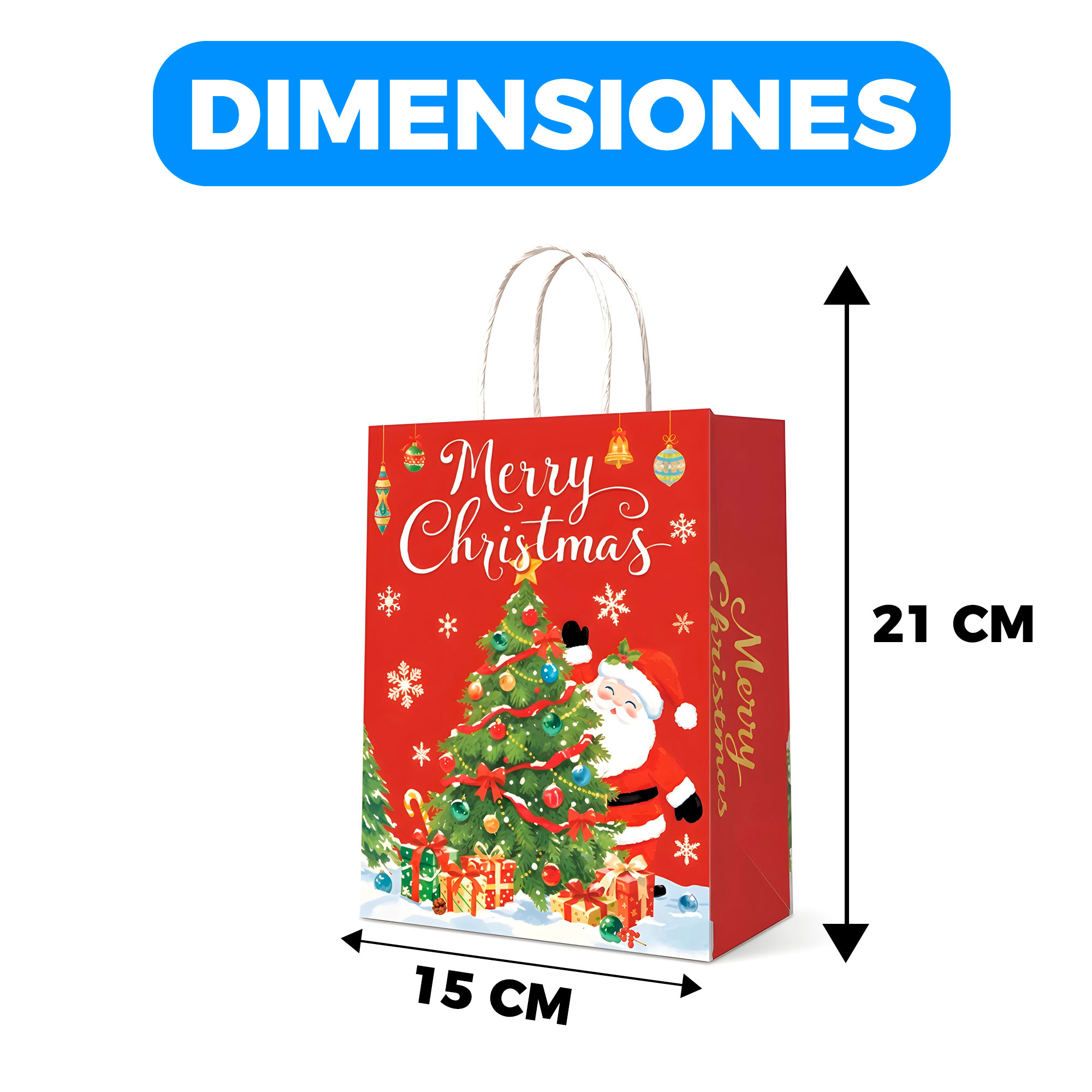 Bolsas De Regalo Navidad Viejito Pascuero 21 X 15 X 8 cm 2