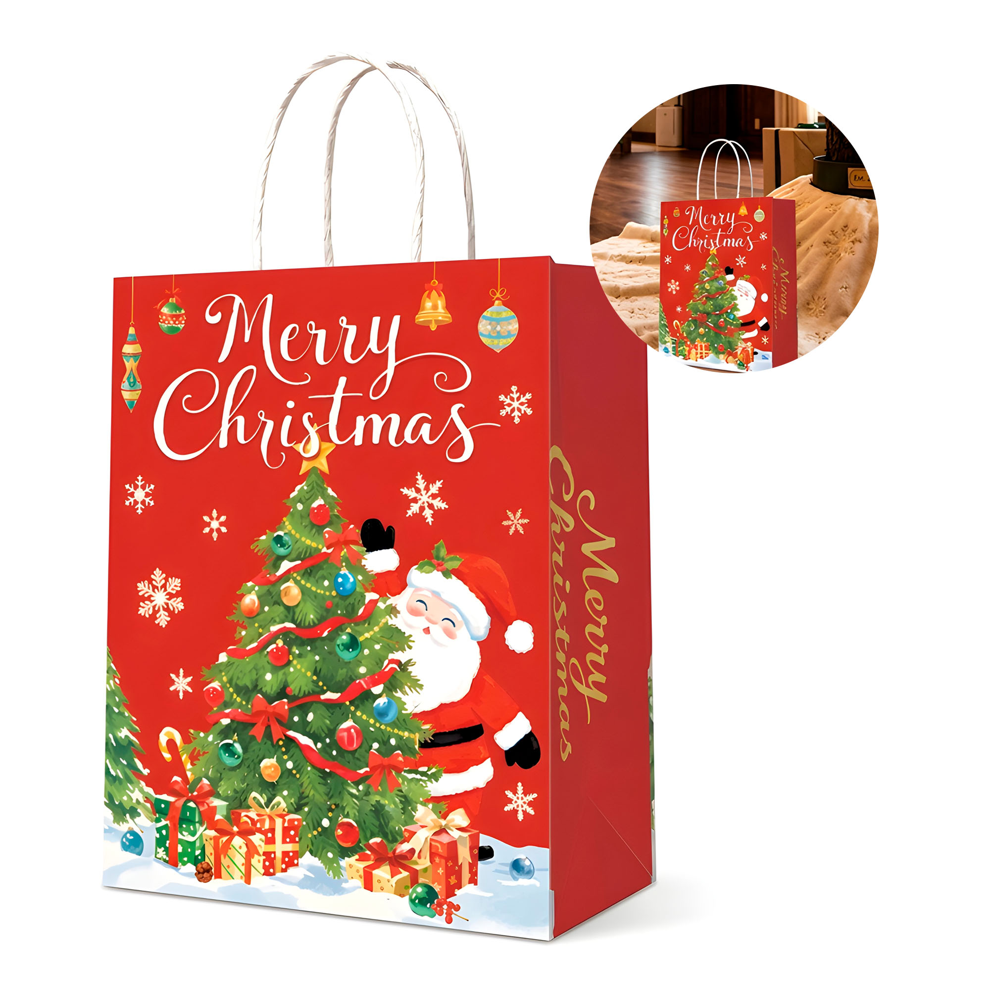 Bolsas De Regalo Navidad Viejito Pascuero 27 X 21 X 11cm 1