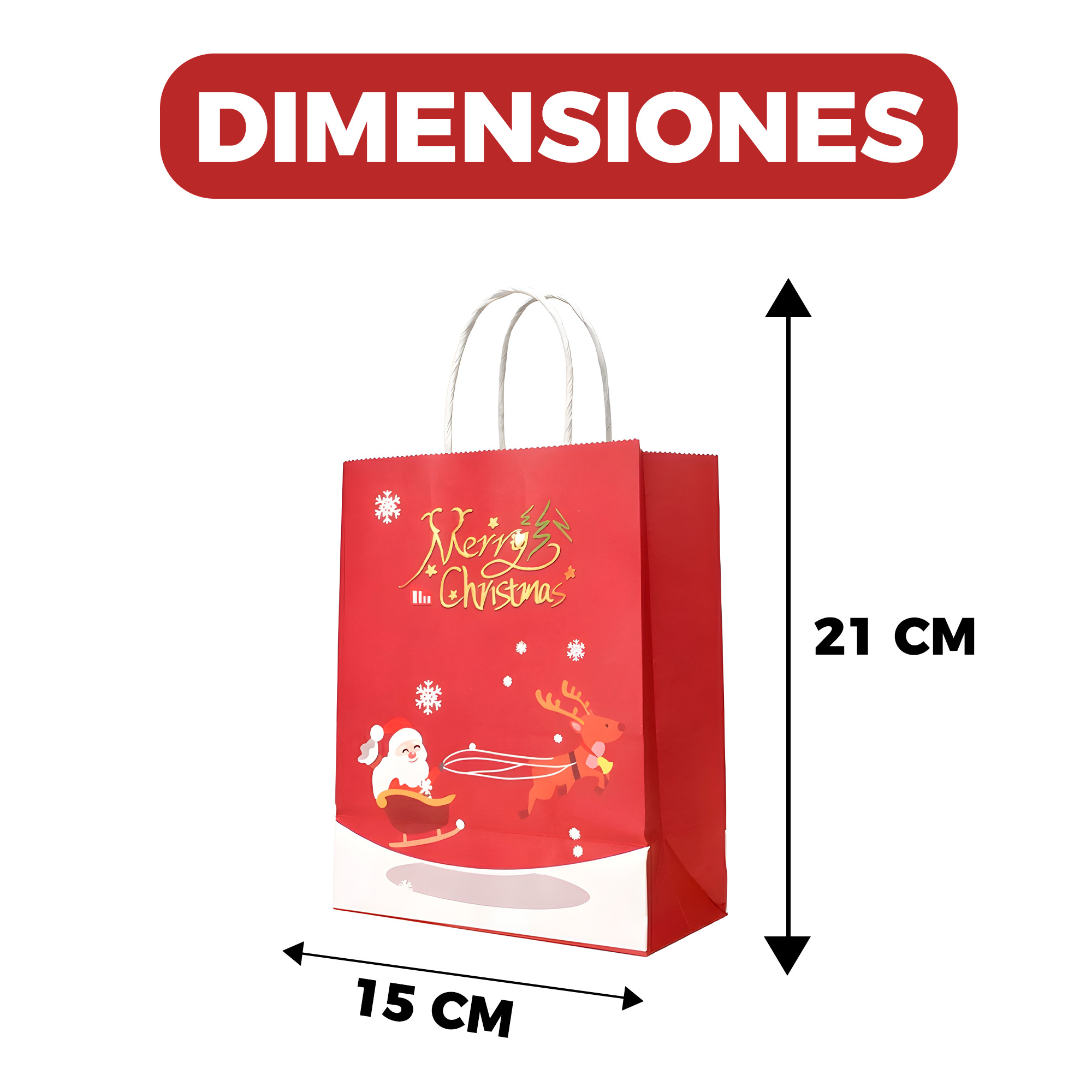 Bolsas De Regalo Navidad Reno Viejito Pascuero 21 X 15 X 8cm 2