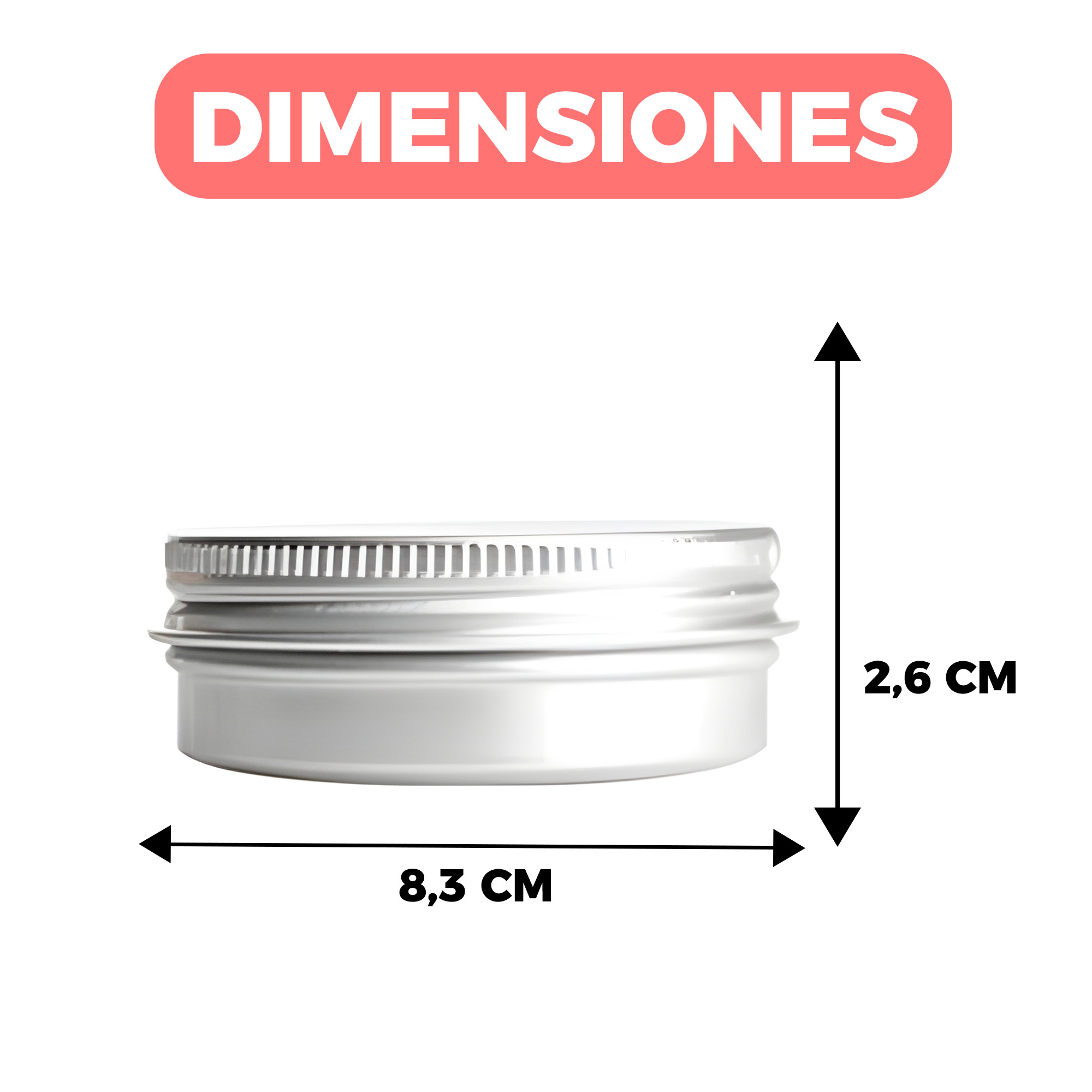 Latas Fabricación Velas 100 ml Gris Portavela 8,3 X 2,6 CM 2