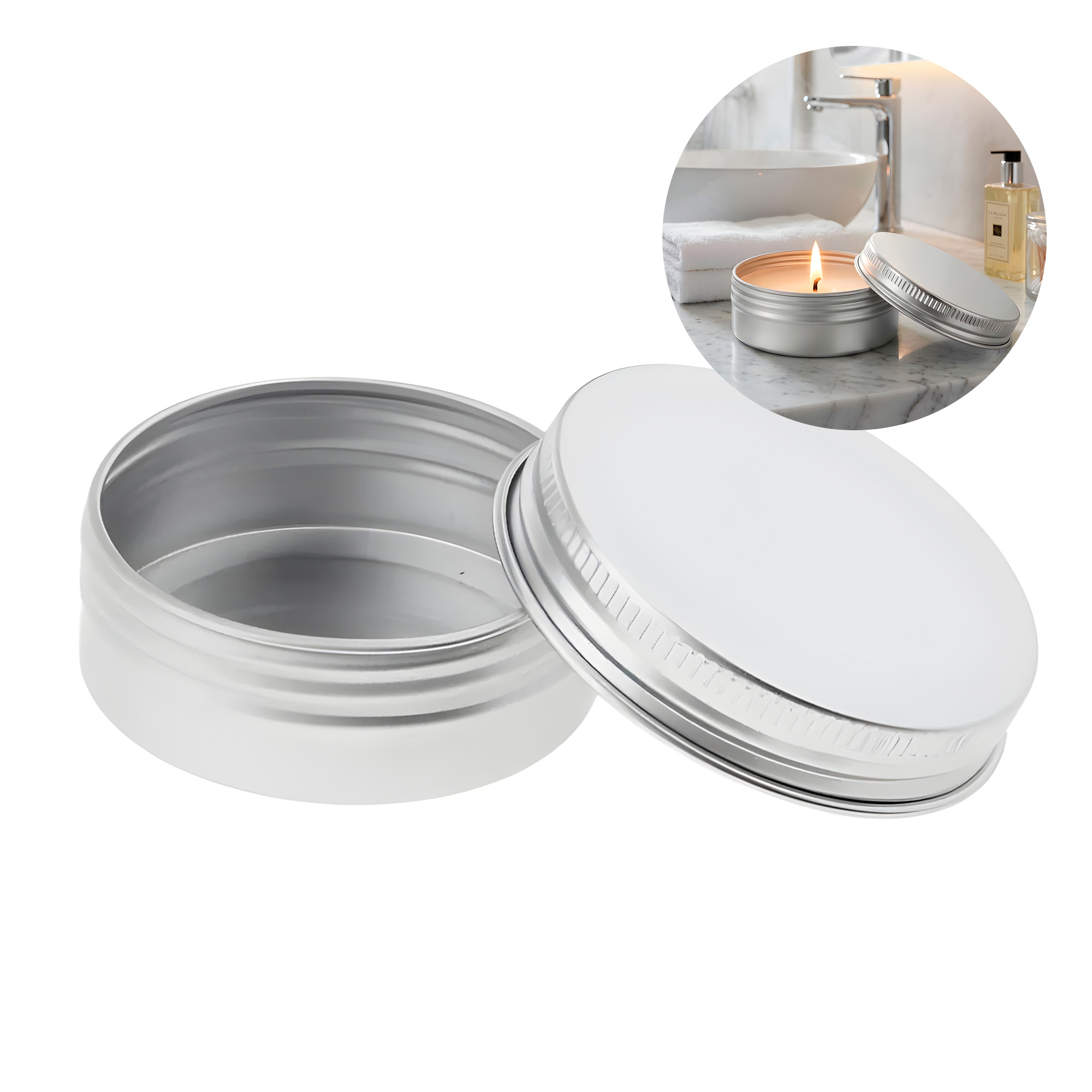 Latas Fabricación Velas 100 ml Gris Portavela 8,3 X 2,6 CM 1