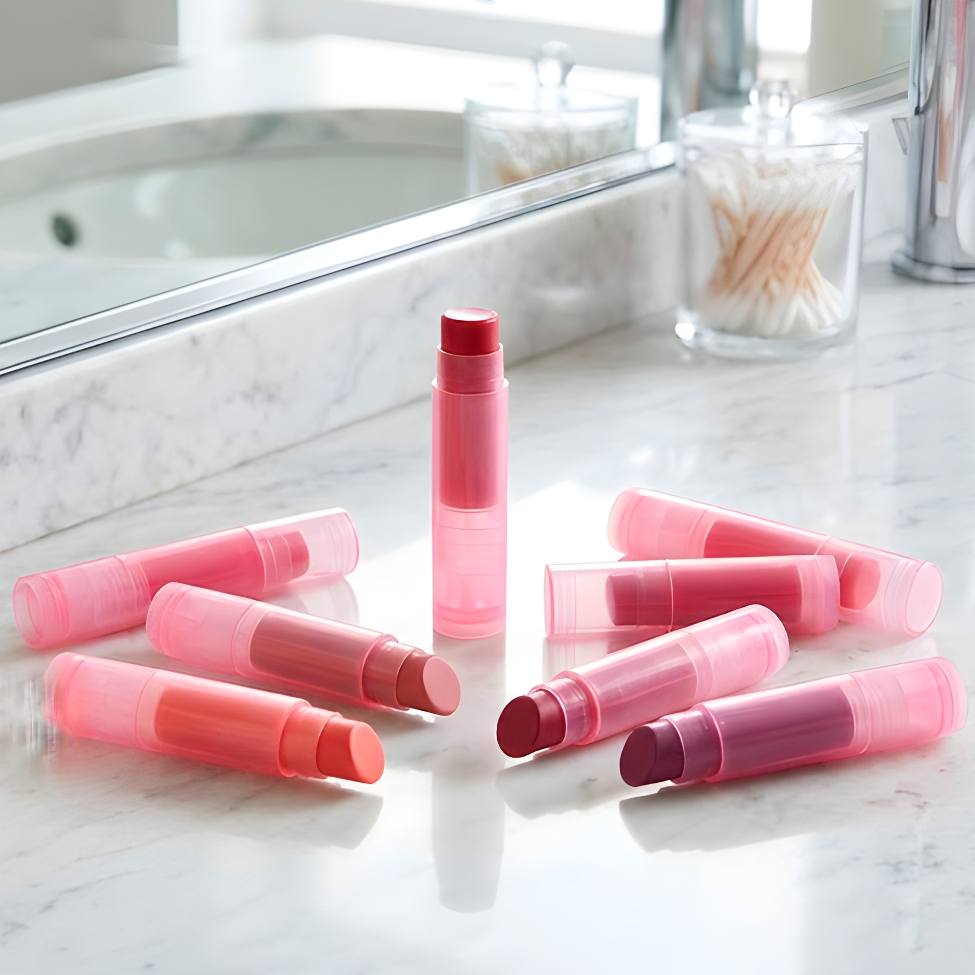 Set 10 Envases Rosa Labial Balsamo Lipstick 5g Semi transparente 6