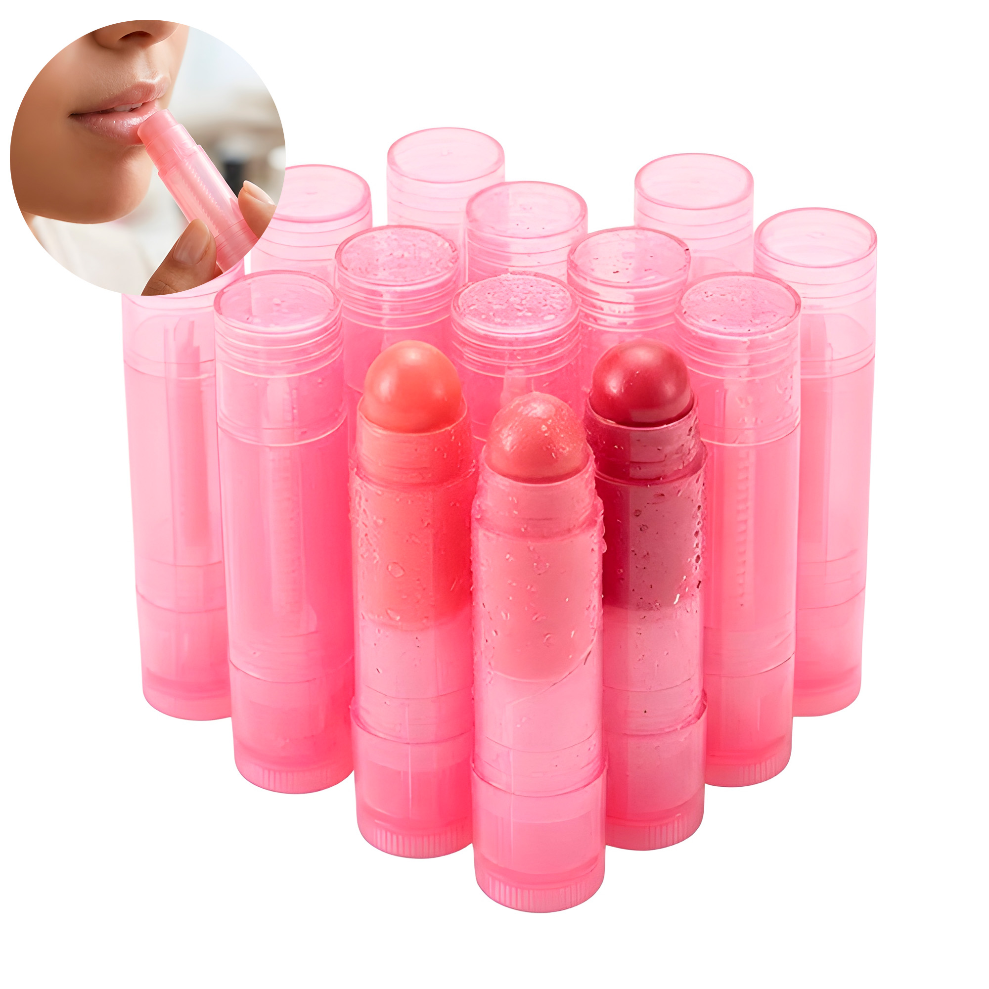 Set 10 Envases Rosa Labial Balsamo Lipstick 5g Semi transparente 1
