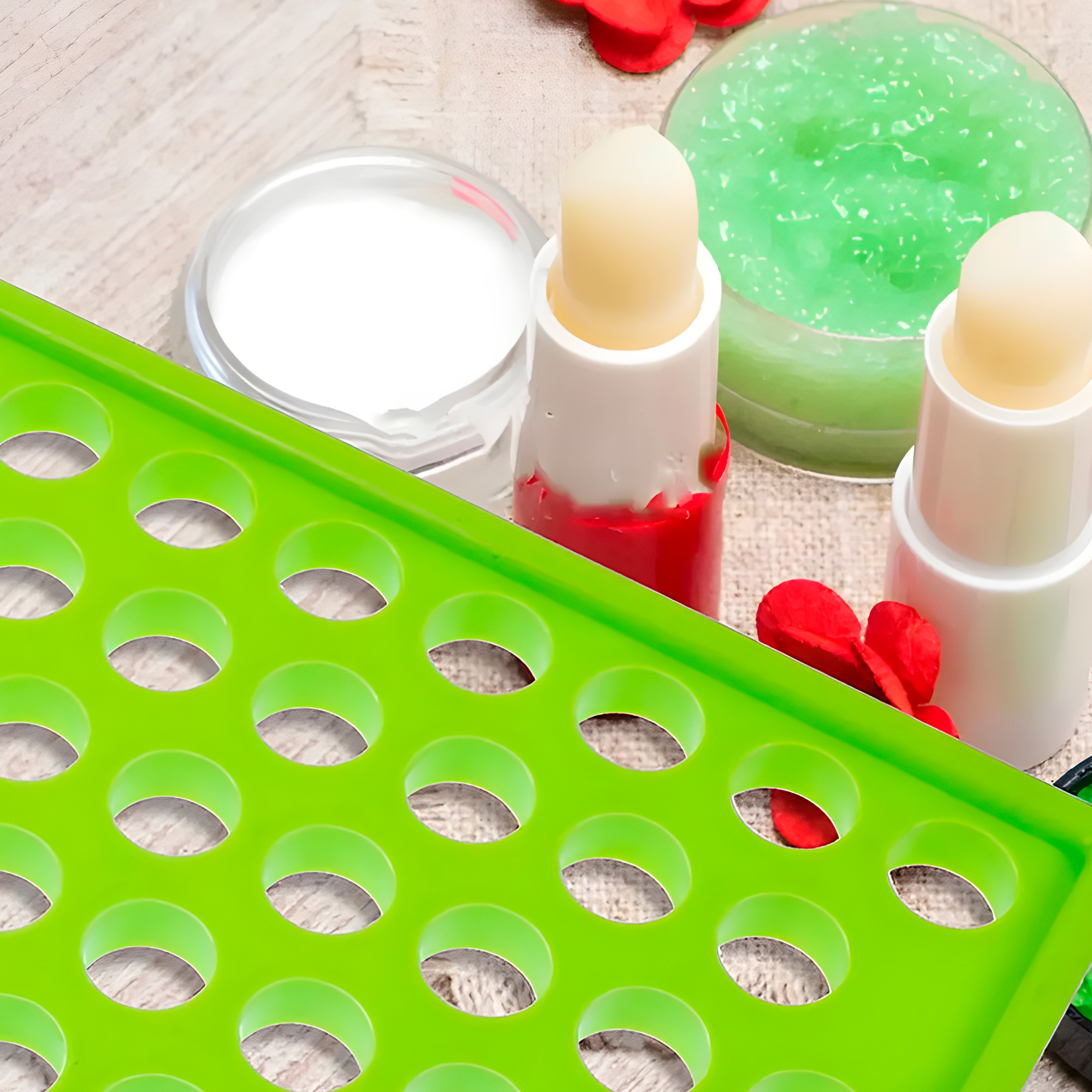 Kit Bandeja Relleno Bálsamo Labial 50 Cavidades Molde Llenado Labiales DIY 9