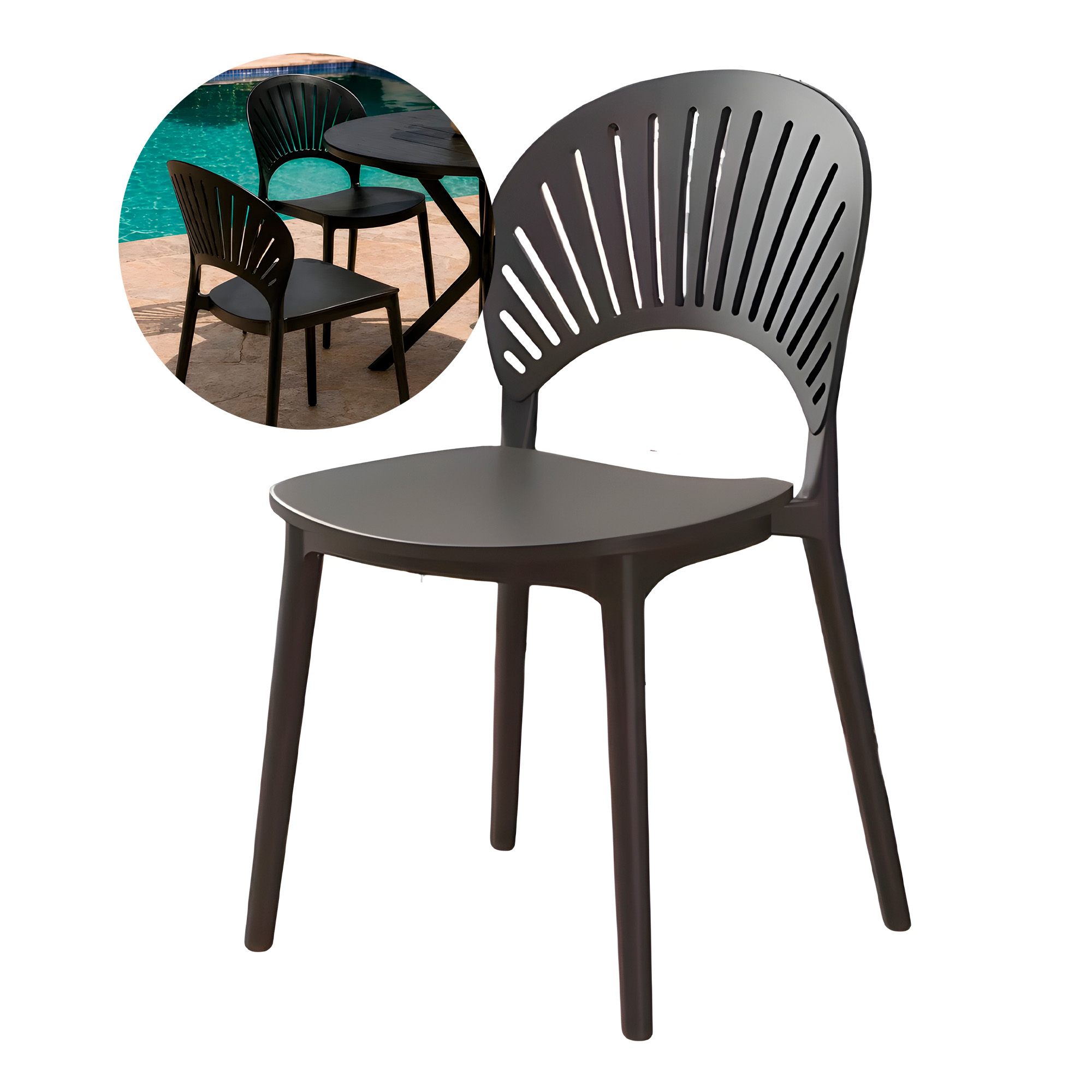 Silla De Jardín Plástico Negra 79X37X35 CM 1