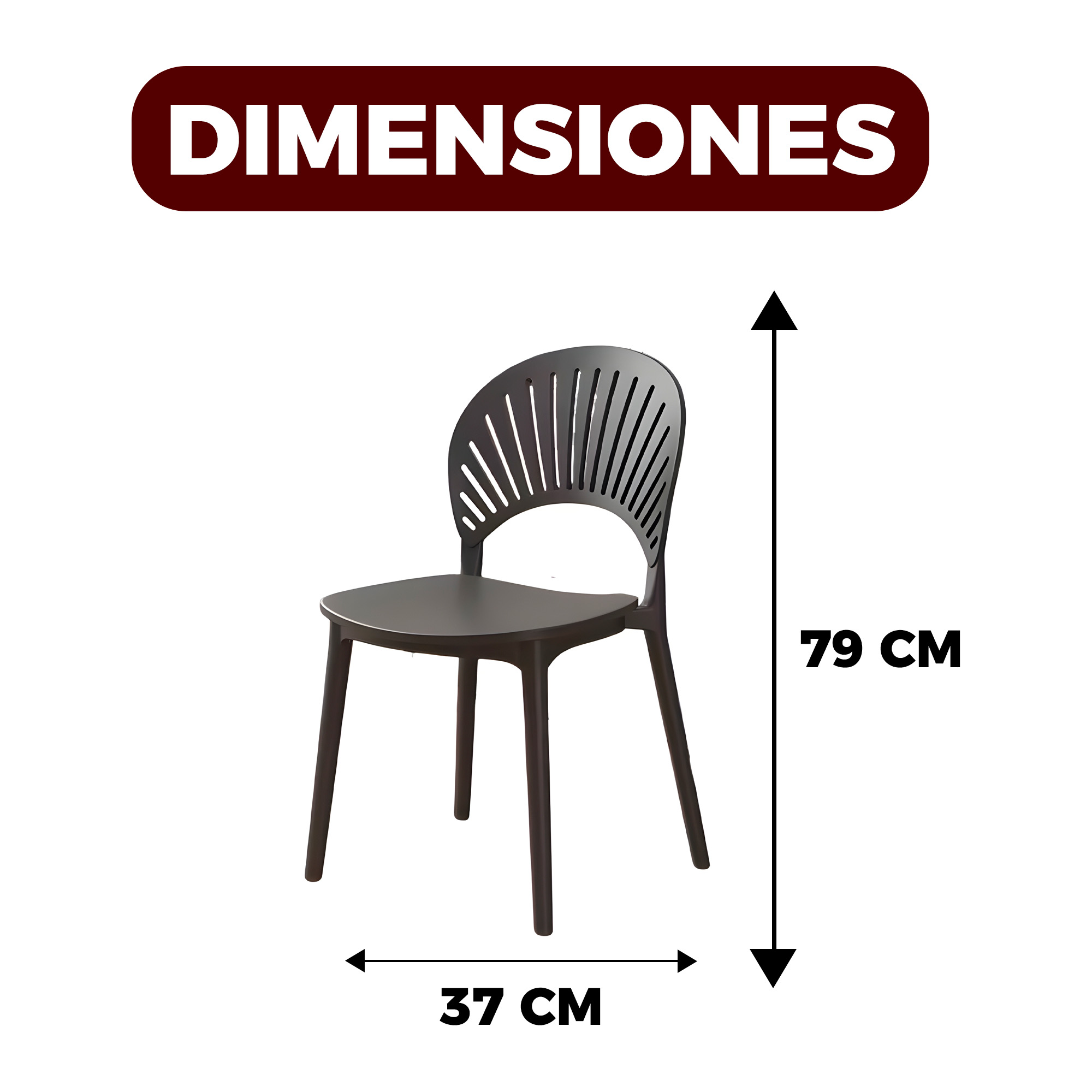 Silla De Jardín Plástico Negra 79X37X35 CM 2
