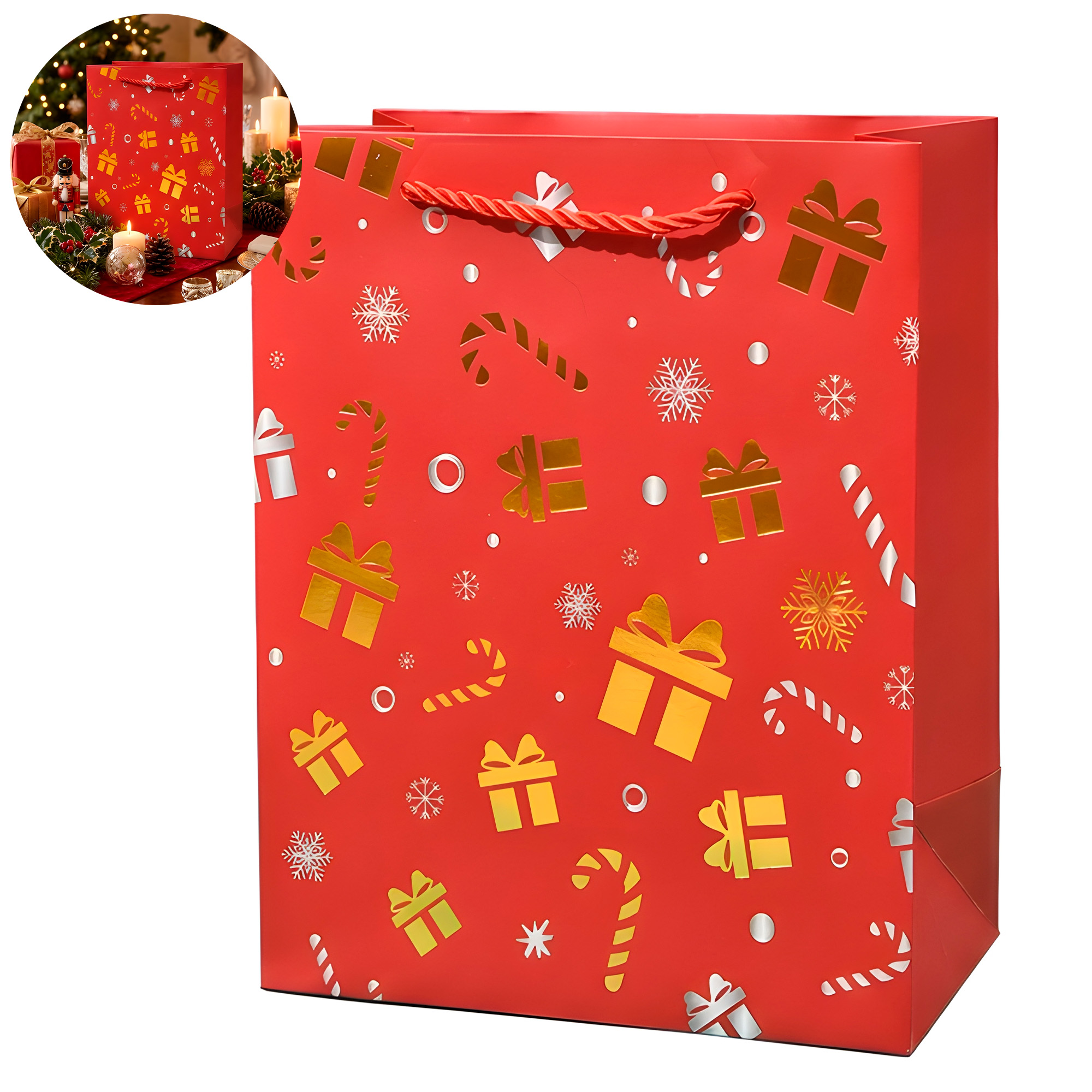 Bolsa De Regalo Navidad 23x18x10cm Diseño Regalos 2