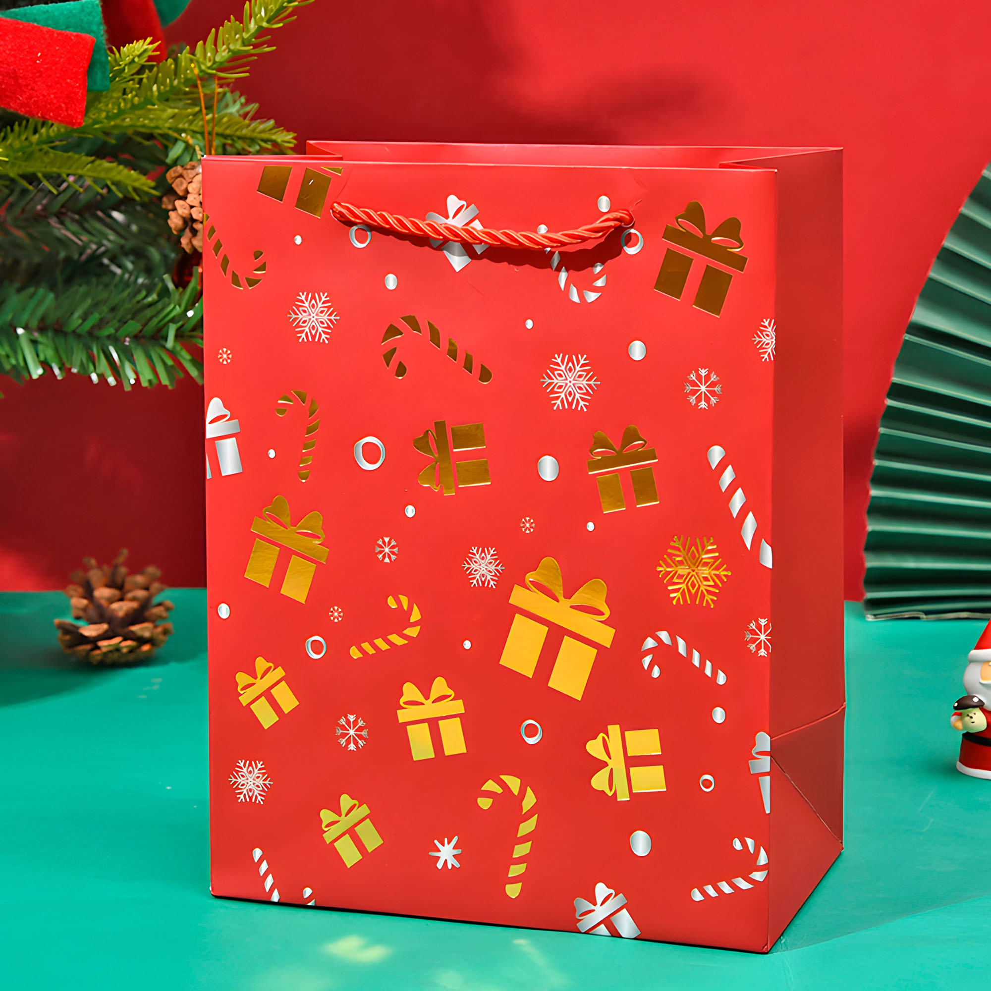 Bolsa De Regalo Navidad 23x18x10cm Diseño Regalos 6