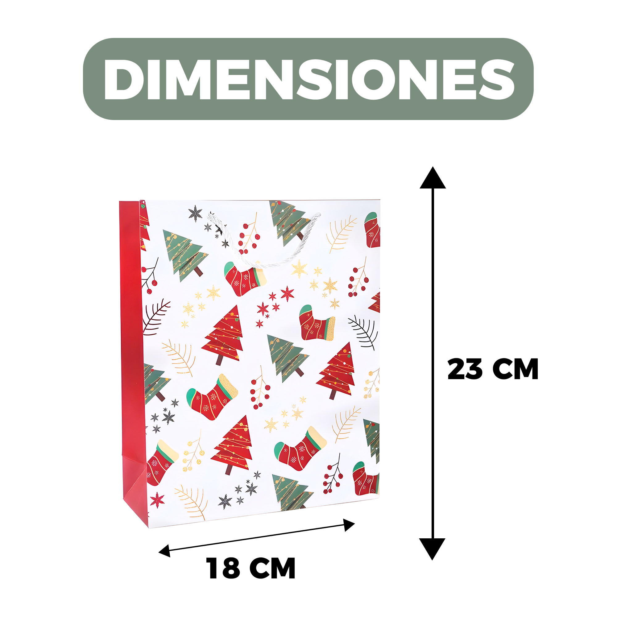 Bolsa De Regalo Navidad 23x18x10cm Diseño Regalos 11