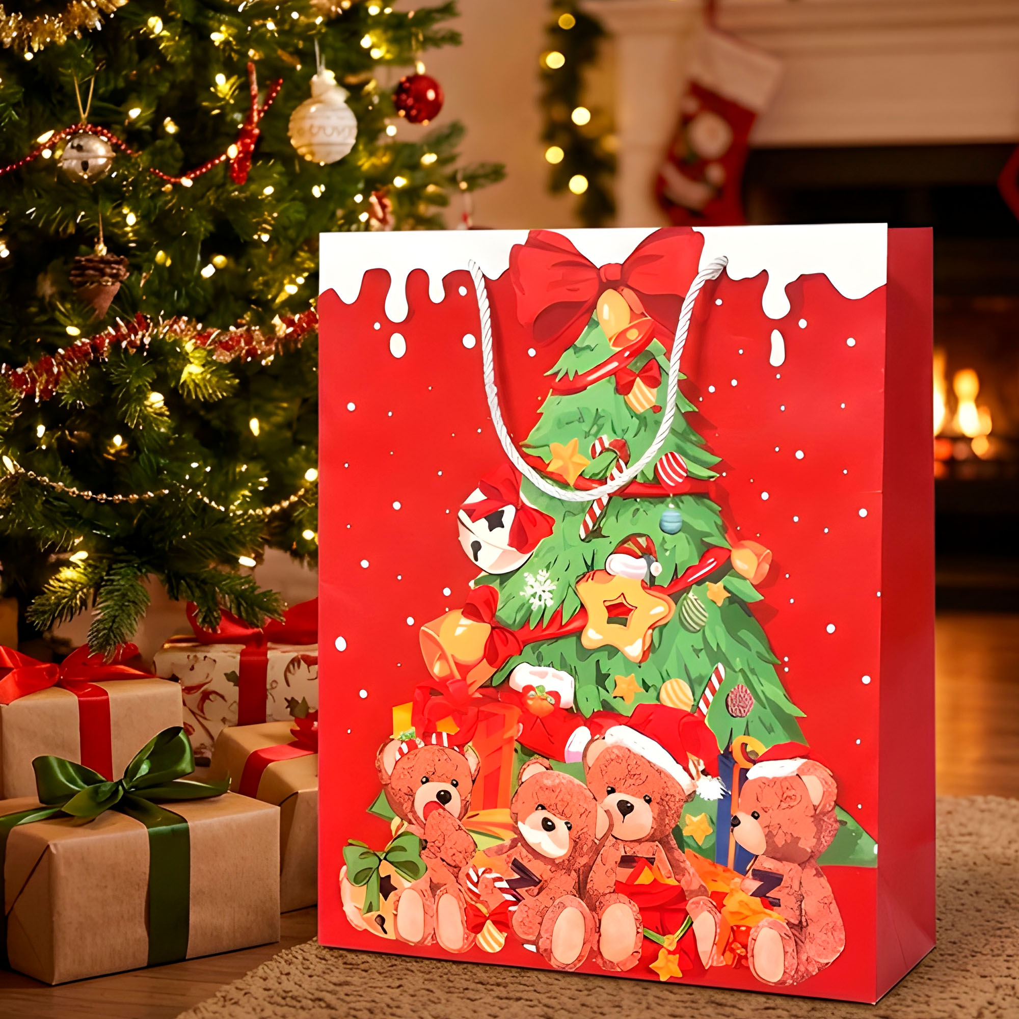 Bolsa De Regalo Navidad 23x18x10cm Diseño Regalos 12