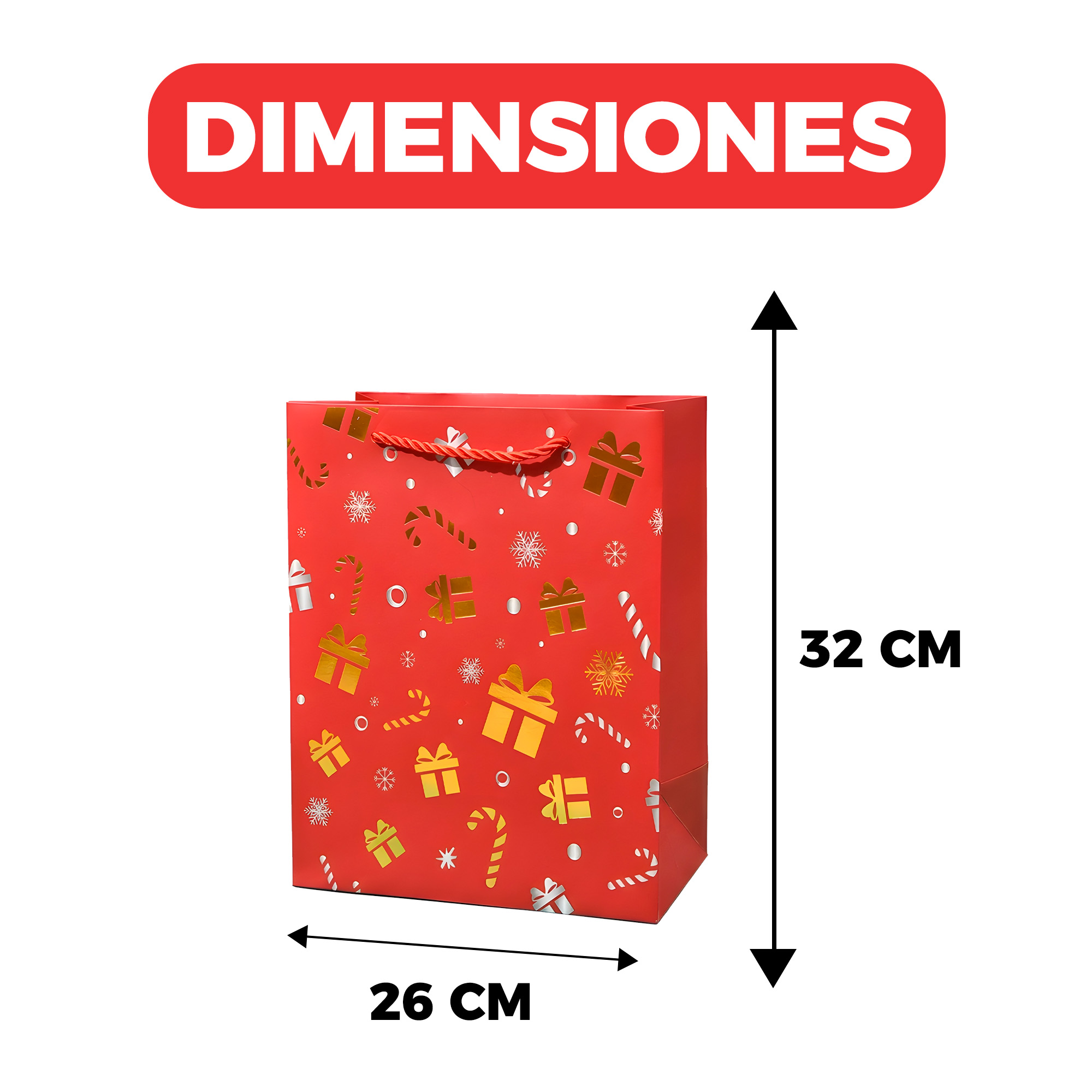 Bolsa De Regalo Navidad 32x26x10cm Diseño Regalos 2